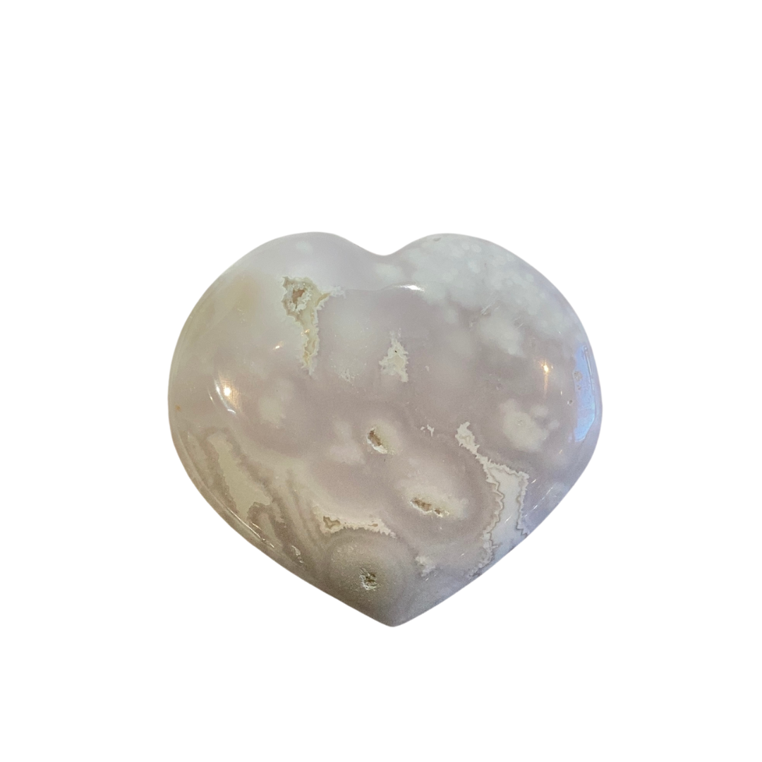Flower Agate Heart Pendant - Natural Gemstone Jewelry for Women, Healing Crystal Necklace for Chakra Balancing & Spiritual Growth - Perfect for Meditation, Yoga & Energy Healing