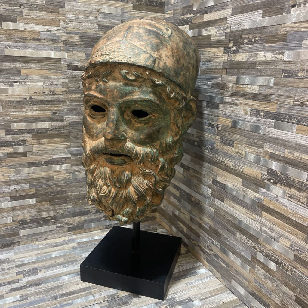 Oversized Bronze Bust of Riace Warrior - 9Wx13Dx23H - Handcrafted Greek Statue Home Decor for Living Room, Office & Garden