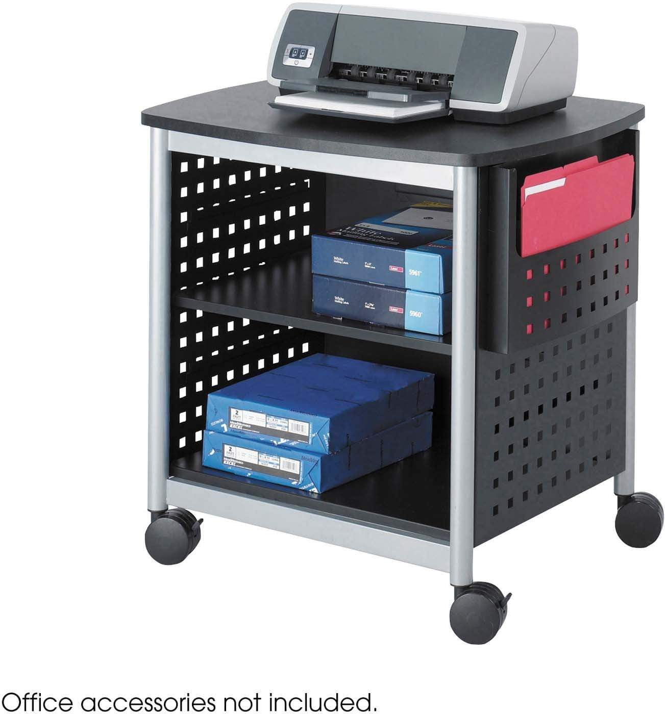 Scoot™ Black Desk Side Printer Stand [1856BL] - Space-Saving Organizer for Home & Office Workspaces