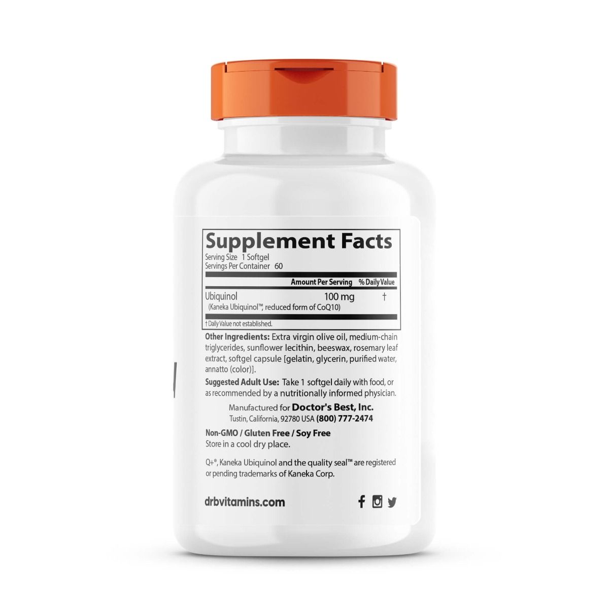 Doctor's Best Ubiquinol with Kaneka QH 100mg - 60 Softgels for Heart Health & Energy Support - Premium CoQ10 Supplement for Adults & Seniors - Perfect for Cardiovascular Wellness & Active Lifestyle