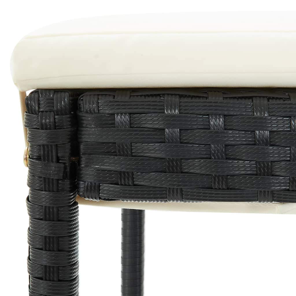4-Piece Black Poly Rattan Garden Bar Stools with Cushions - Perfect for Outdoor Patio, Deck, Poolside & Backyard Relaxation