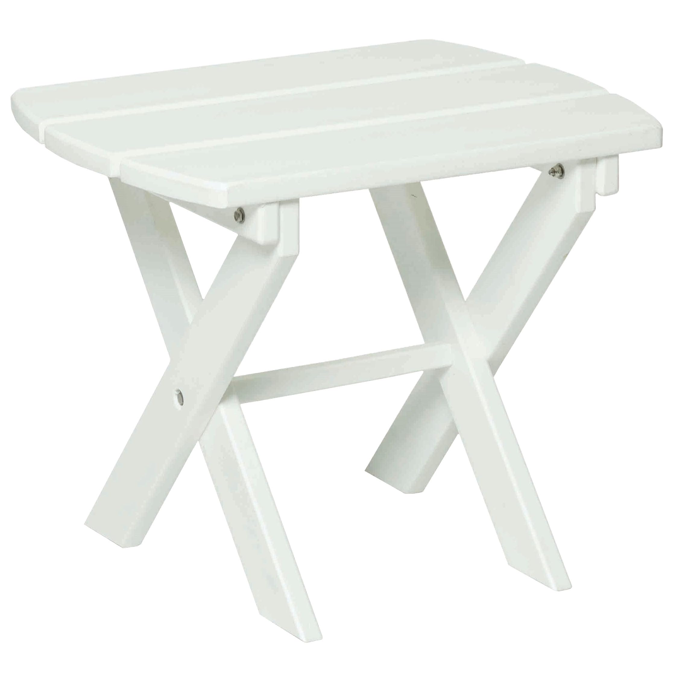 Folding End Table - Lightweight Poly Furniture for Patio, Deck, or Indoor Use - Bright White - Space Saving Design - Easy to Carry & Store