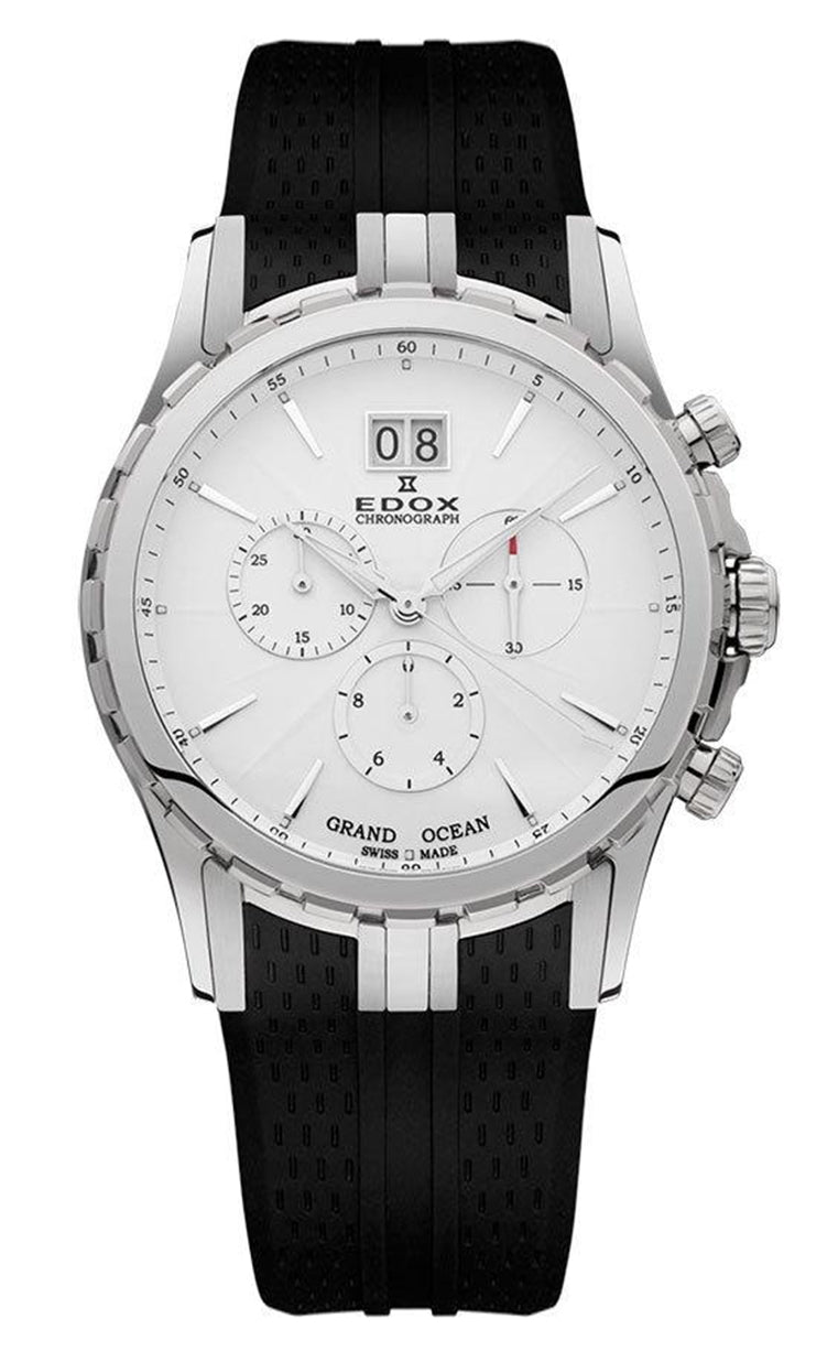 Edox Grand Ocean Chronograph Quartz Men's Watch 10023-3-AIN - Luxury Dive Watch for Water Sports & Formal Occasions