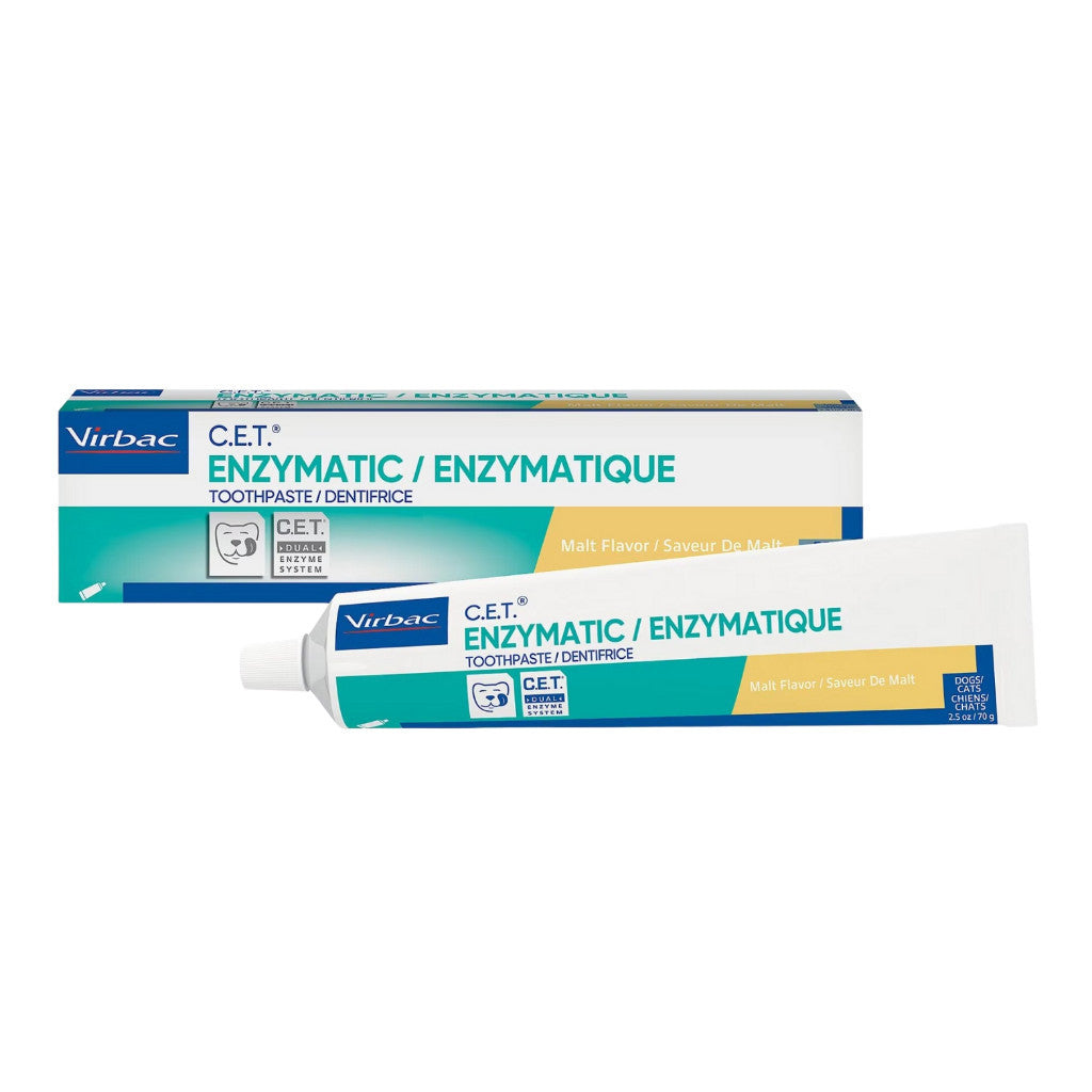 Virbac C.E.T Enzymatic Dog Toothpaste 70g - Beef, Poultry, Malt, Vanilla & Mint Flavors - Dual Enzyme Formula Reduces Plaque & Freshens Breath - Ideal for Daily Oral Care & Dental Hygiene for Dogs