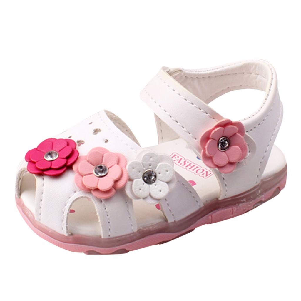 Glow in the Dark LED Running Shoes for Baby Girls - Light Up Toddler Sneakers with Flower Designs | Non-Slip Infant Sandals for Playtime, Night Walks & Outdoor Activities