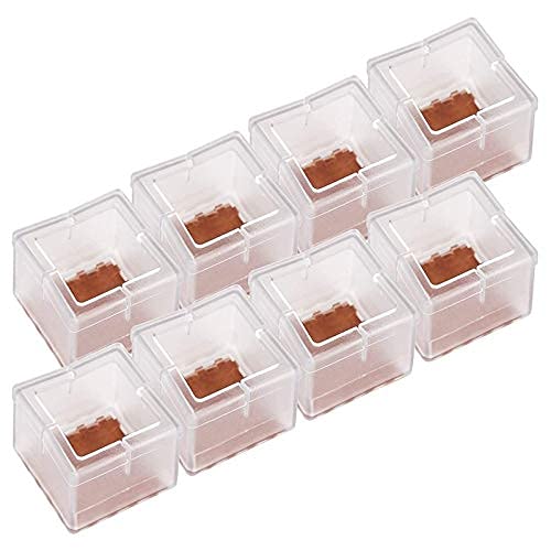 THj 8Pcs Square Silicone Chair Leg Protectors - Furniture Floor Protectors, Non-Slip Chair Leg Caps for Hardwood Floors & Tile - Perfect for Dining Chairs, Office Chairs & Home Furniture Protection