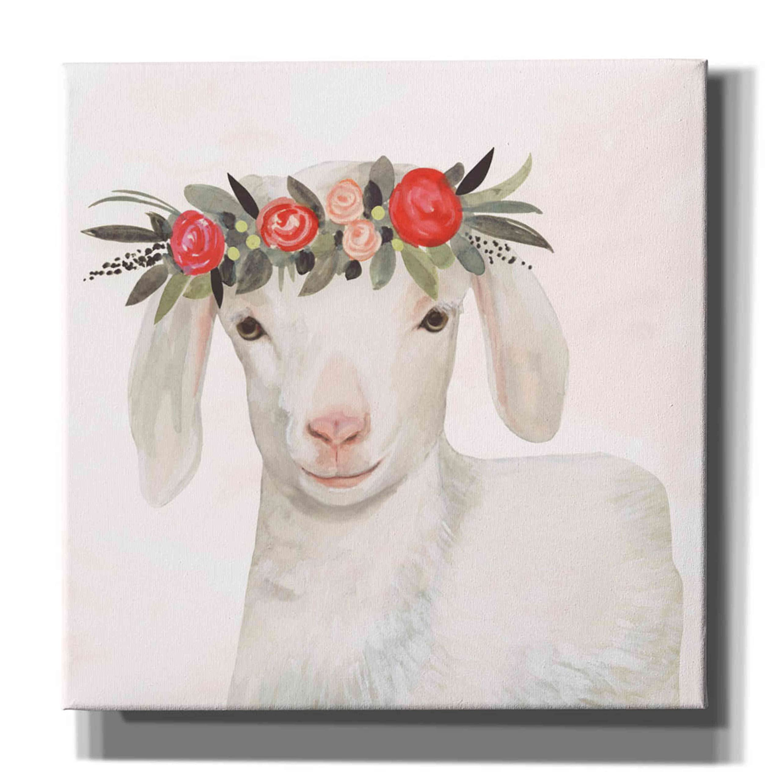Epic Graffiti 'Garden Goat IV' by Victoria Borges - 26x26 Inch Canvas Wall Art for Living Room, Bedroom & Office Decor - Modern Urban Street Art Painting