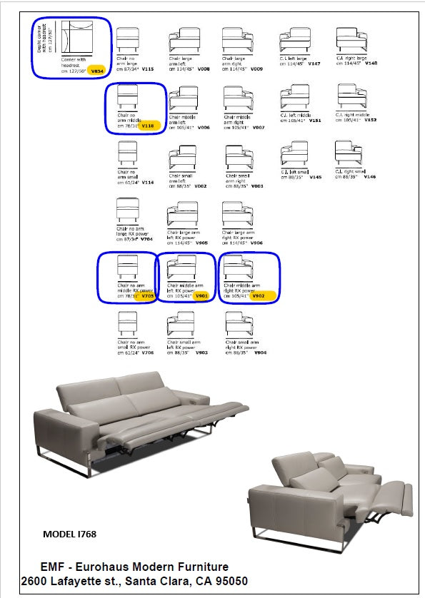 INCANTO I768 5-Piece Sectional Sofa with 3 Power Recliners - Modern L-Shaped Living Room Furniture for Home Theater & Family Gatherings
