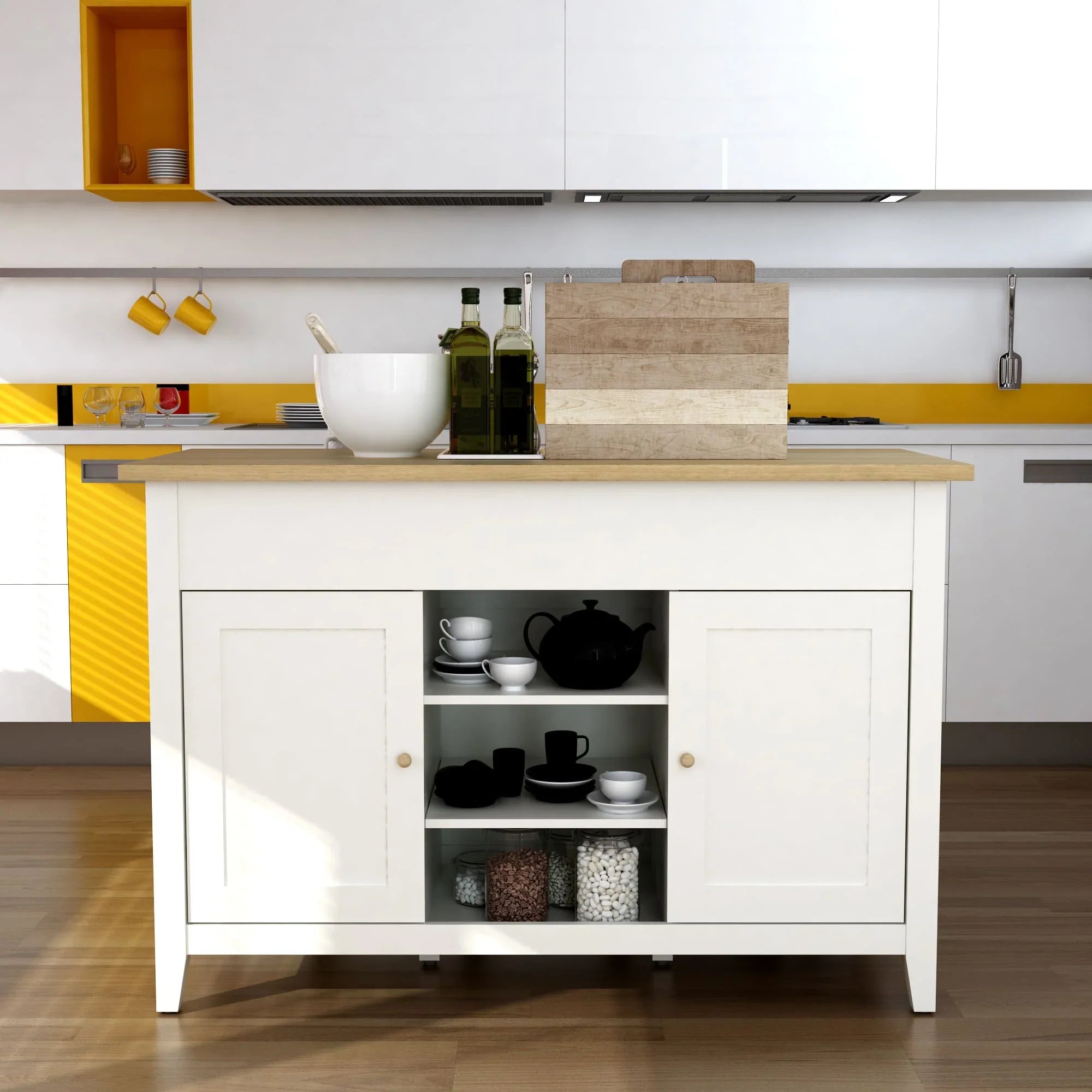 Anderson Teak Delphi 53-Inch Kitchen Island Cabinet with Storage - KC 053 - Perfect for Small Kitchens, Breakfast Bars & Open Concept Living Spaces