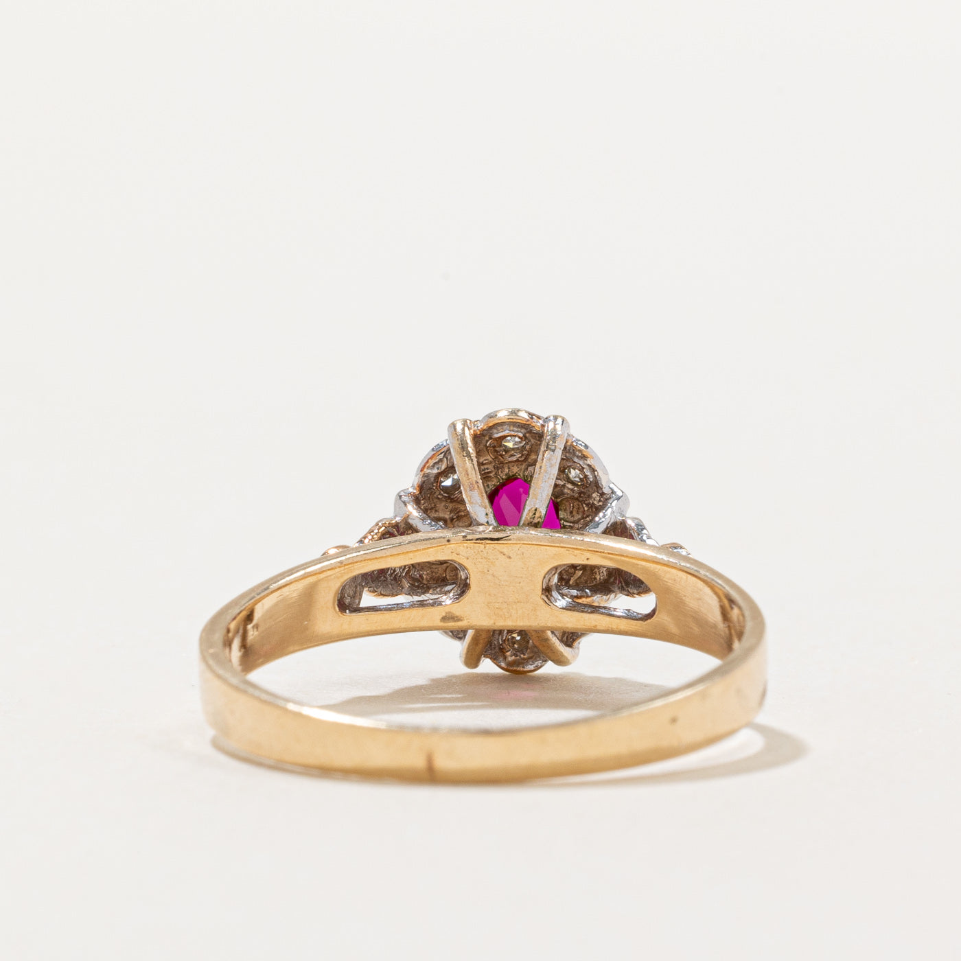 Exquisite Synthetic Ruby & Diamond Halo Ring - 0.45ct Center Stone & 0.04ctw Diamond Accents - Size 7.75 - Perfect for Engagement, Anniversary & Special Occasion Gifts