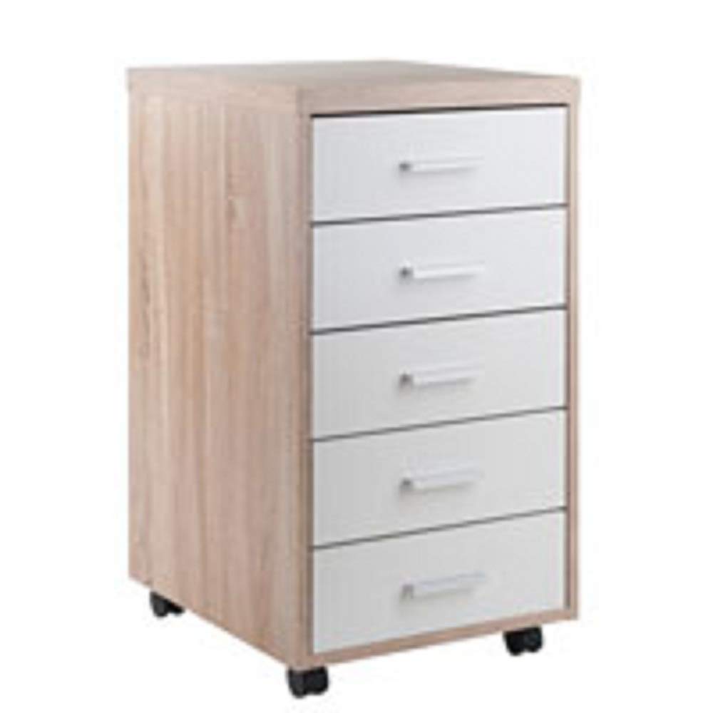 Modern 3-Piece Beige & White Desk Set with Cabinet & Drawers - Home Office Furniture for Small Spaces, Work from Home & Study Room Organization