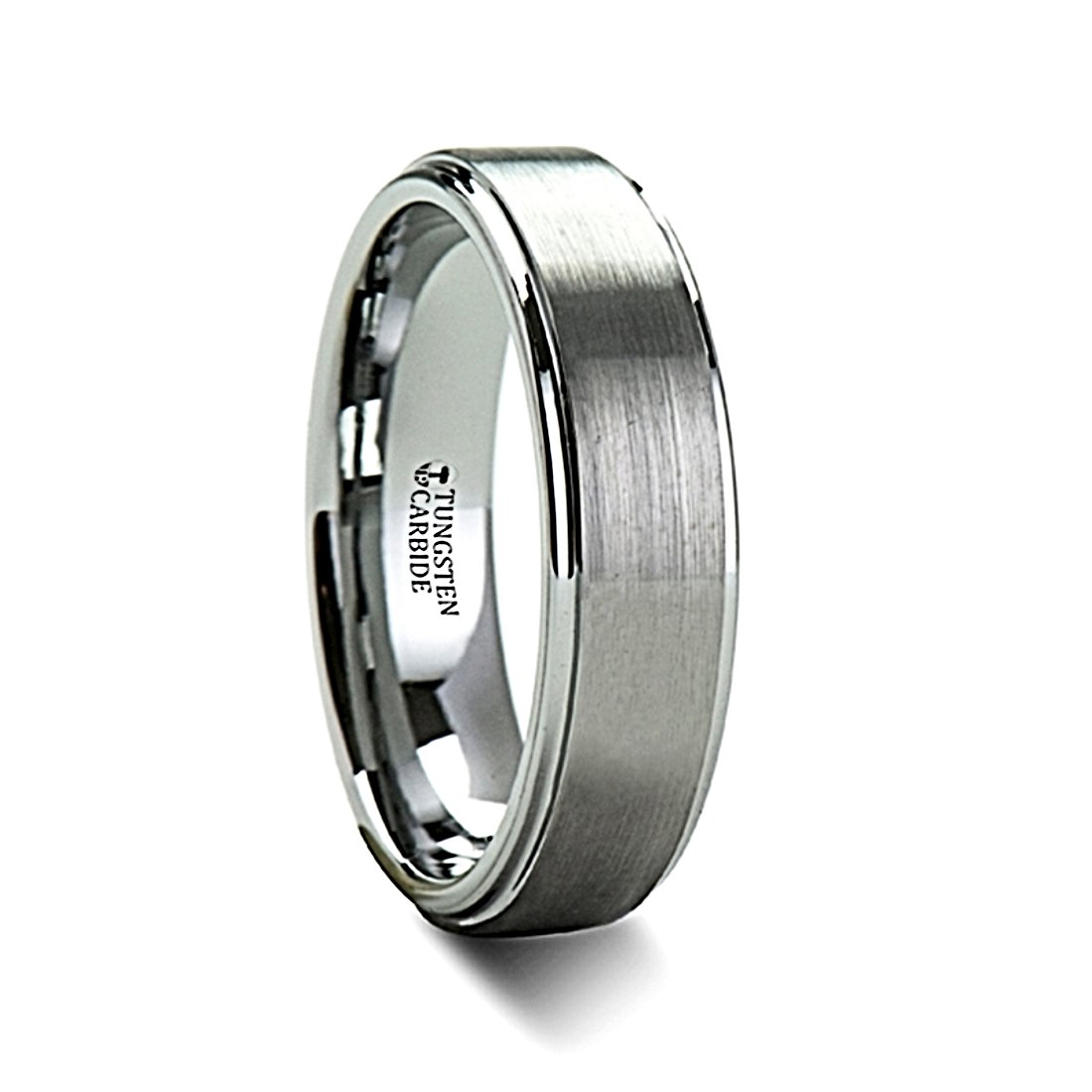 OPTIMUS 6mm Wide Tungsten Wedding Band - Brushed Finish with Polished Edge, Durable & Scratch-Resistant Ring for Men - Perfect for Engagements, Anniversaries & Everyday Wear