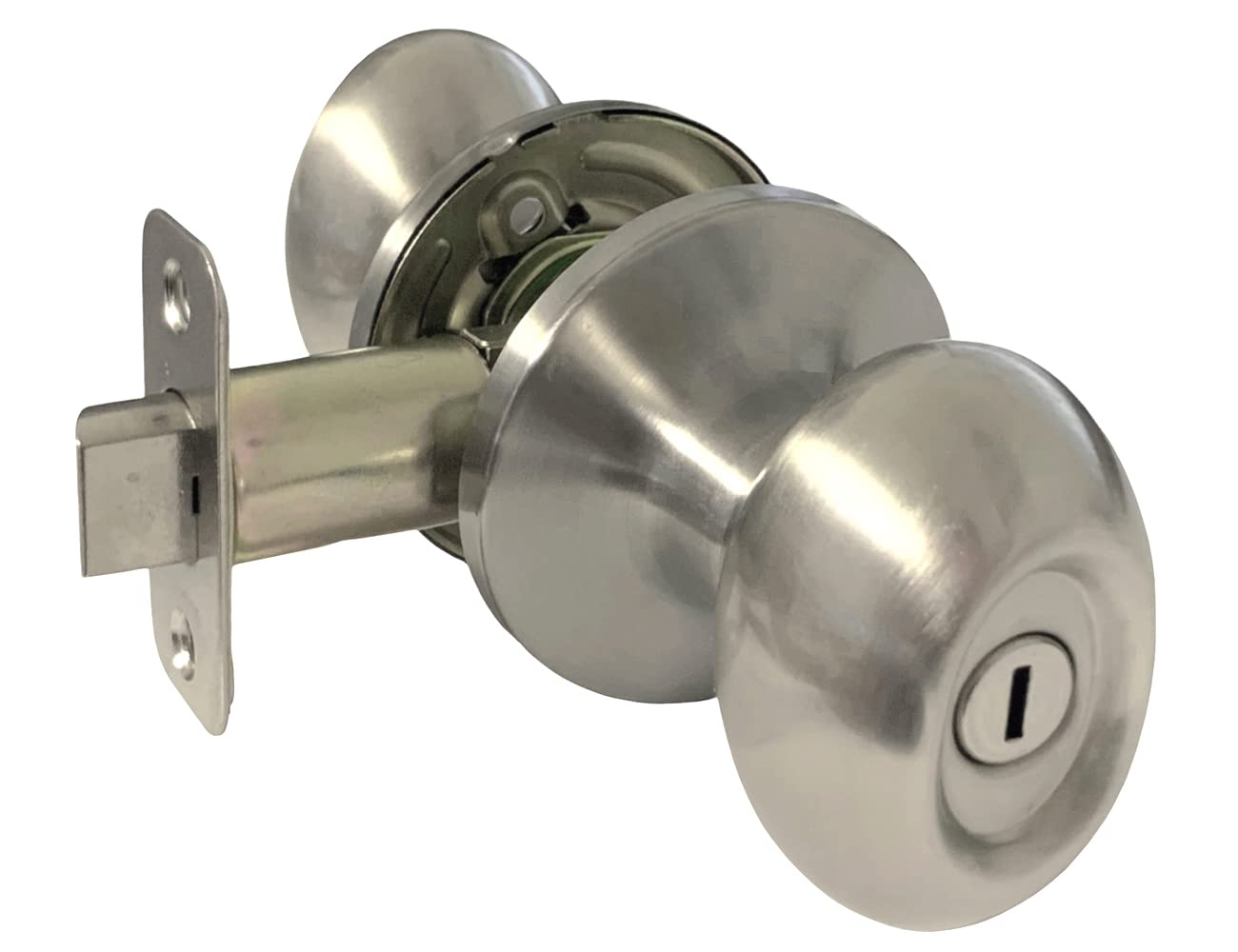Satin Nickel Oval Egg Shaped Door Knob - Privacy Bedroom & Bathroom Lock - 6093DC - Perfect for Interior Doors, Closets, and Cabinets