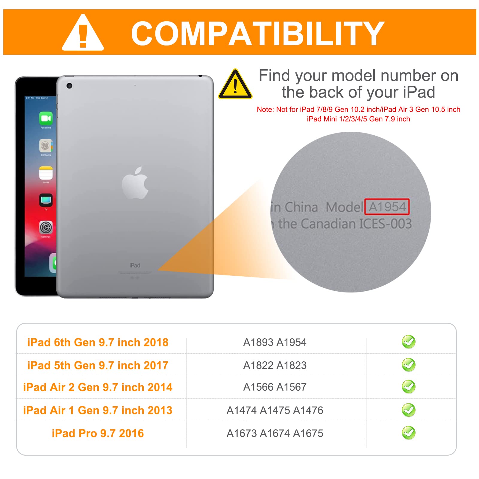 BRAECN iPad 9.7 Inch Case (6th/5th Gen 2018/2017, Air 2/1, Pro 9.7