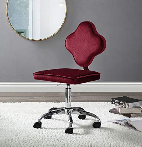 Classic Puresoft Padded Mid-Back Office Chair with Lumbar Support - Ergonomic Computer Desk Chair in Red Velvet Fabric for Home Office, Gaming & Workspace Comfort