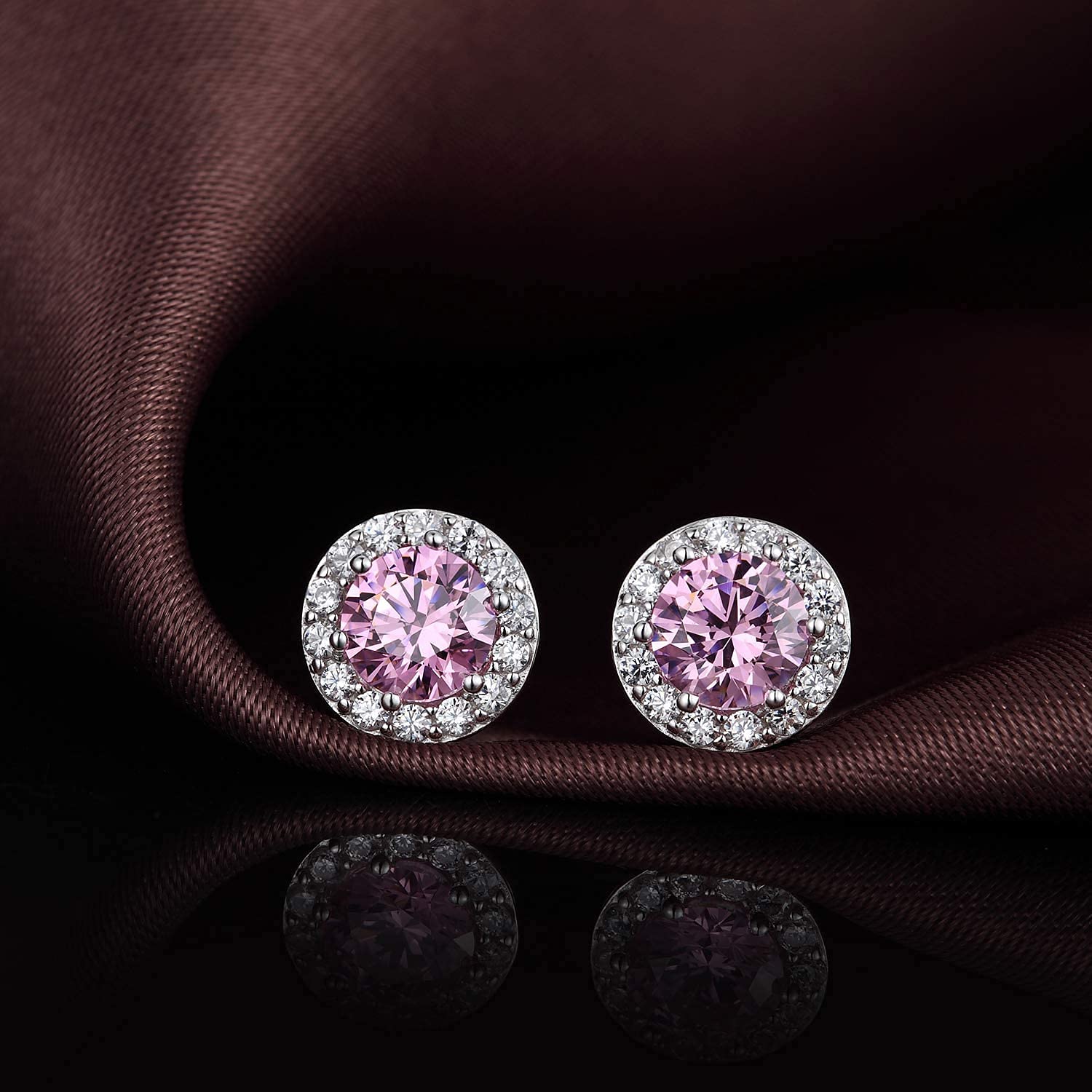 925 Sterling Silver Halo Stud Earrings for Women - Cubic Zirconia Diamond Earrings | Unisex Jewelry Gift for Anniversary, Birthday & Everyday Wear