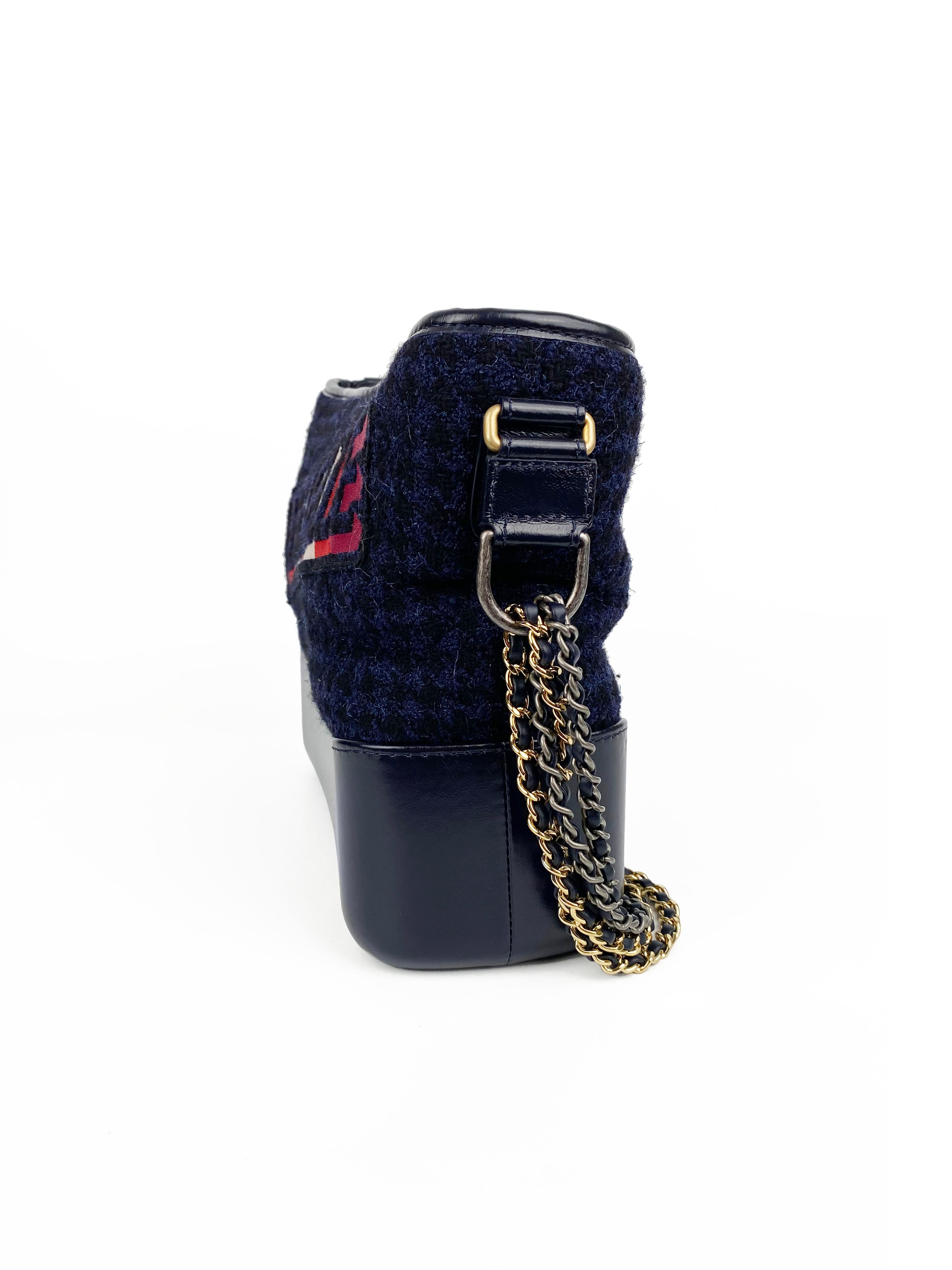 Chanel Navy Blue Tweed Gabrielle Small Handbag - Luxury Designer Shoulder Bag for Women, Perfect for Parties, Weddings & Evening Events