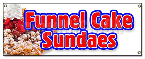 Delicious Funnel Cake Sundae Banner Sign - Hot & Sweet Dessert for Parties, Carnivals, and Food Stands