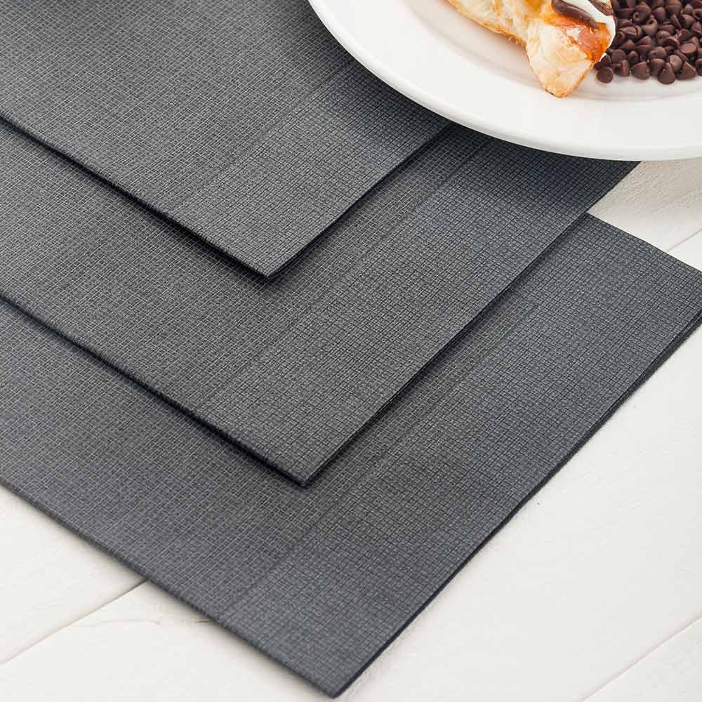 Premium Disposable Napkins 15.75 Inch - 600 Count Soft Linen-Like Paper Napkins | Highly Absorbent Air-Laid Black with White Threads | Pre-Folded for Elegant Dinner Parties, Weddings & Catering Events