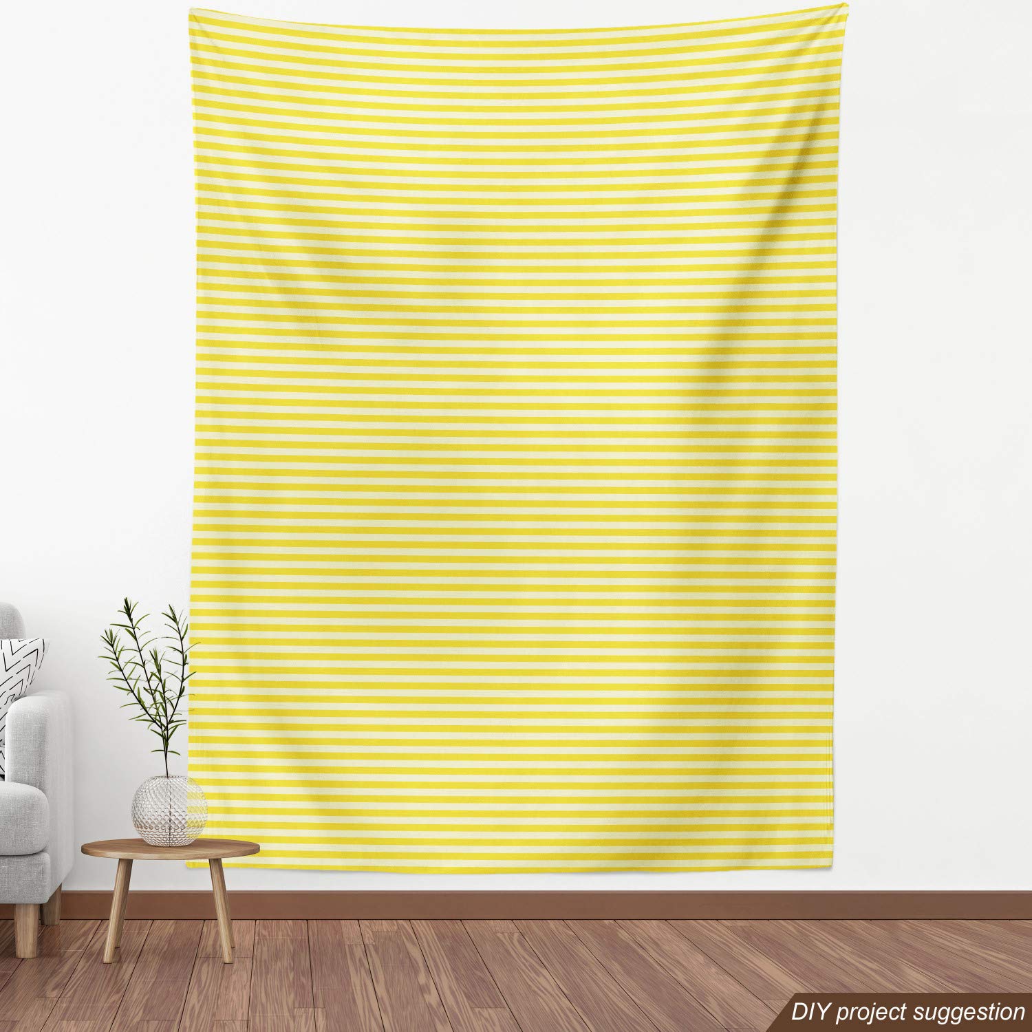 Ambesonne Yellow Tones Striped Fabric by The Yard - 10 Yards Mustard Cream Upholstery Material for Sofa, Curtains & Home Decor | Summer Inspired Decorative Cotton Fabric for DIY Projects & Crafting