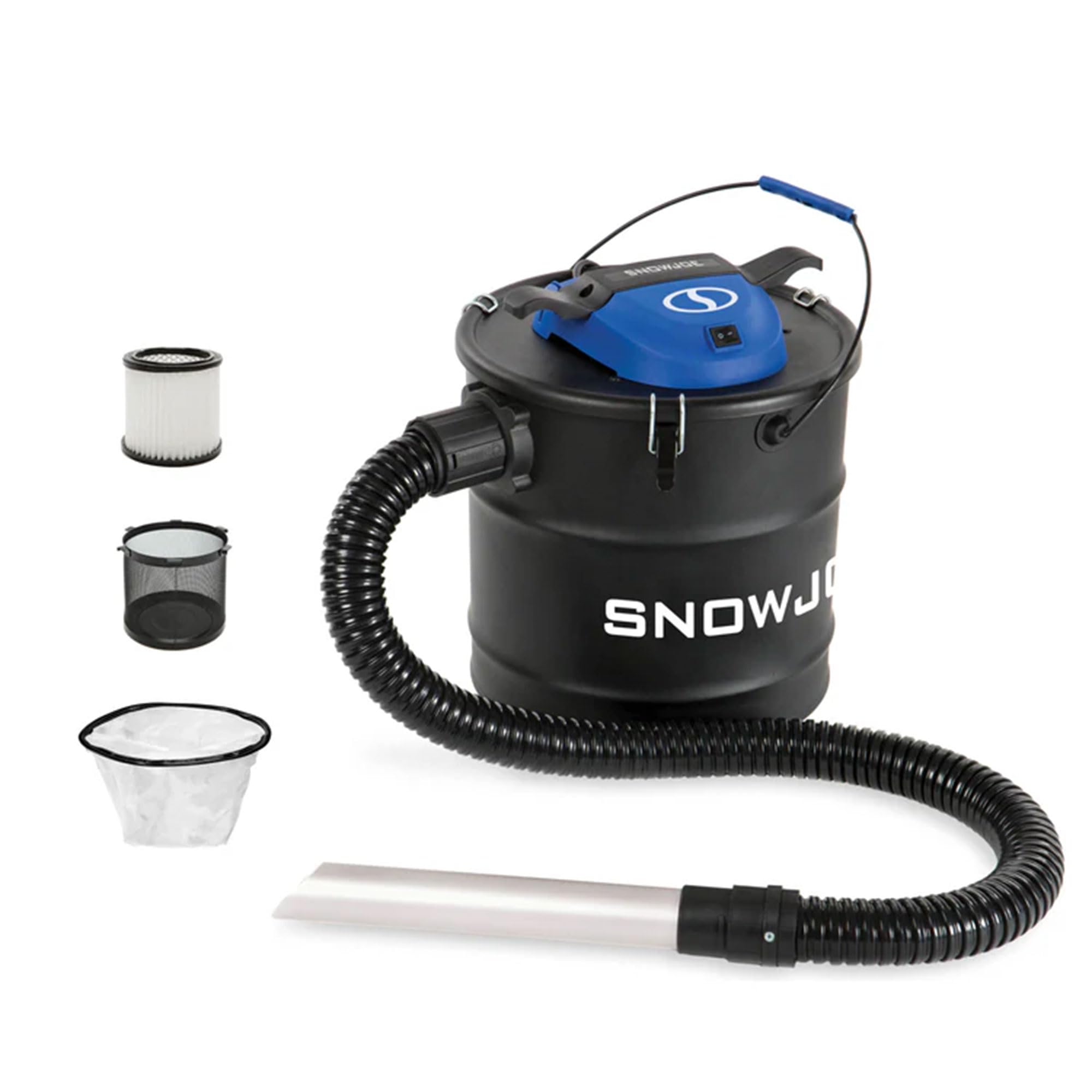 Snow Joe ASHJ201 4.8 Gallon Bagless Ash Vacuum Cleaner | Metal Canister Fireplace Cleaner | Black | Ideal for Fireplace, Wood Stove & BBQ Grill Ash Removal
