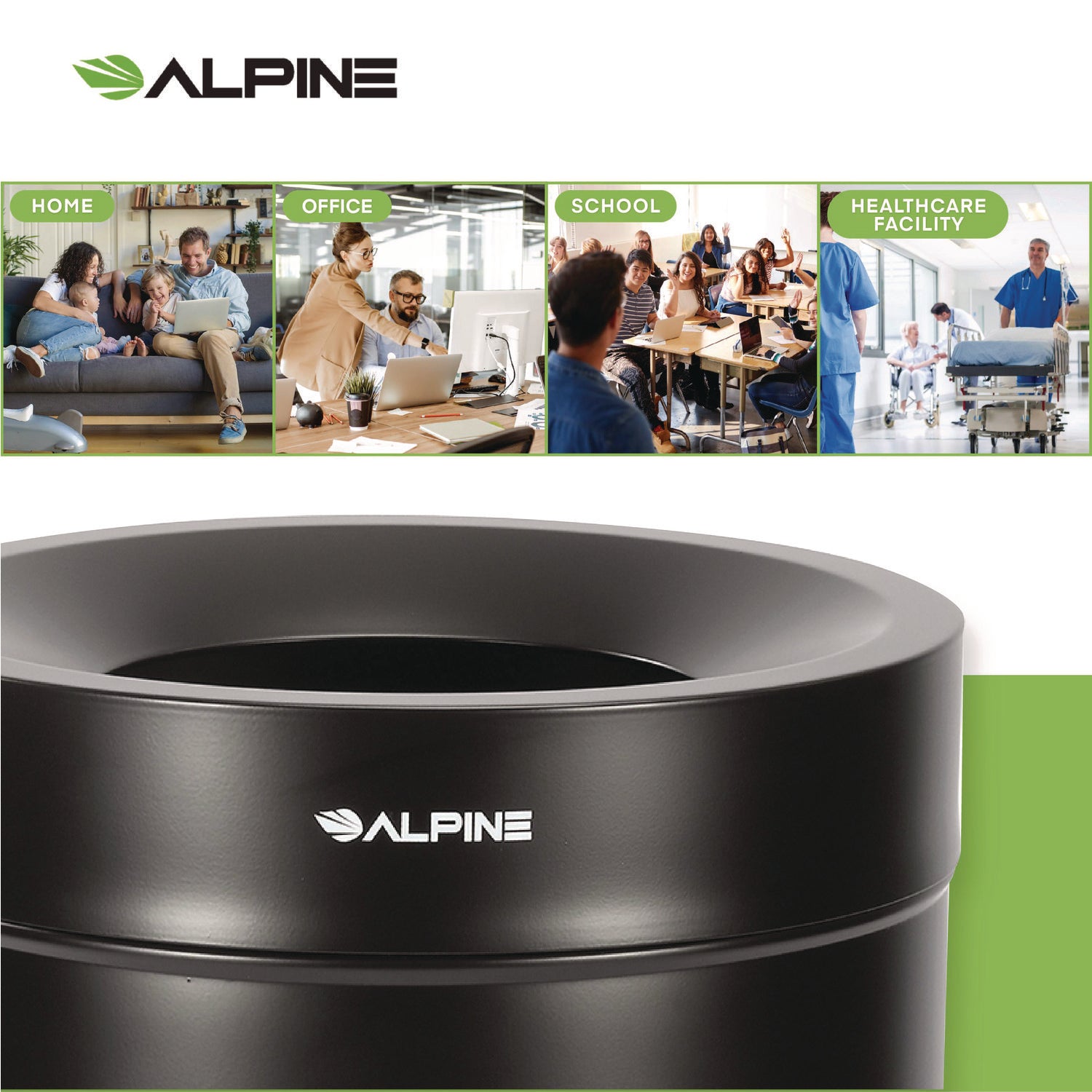 Alpine Industries 27 Gallon Black Stainless Steel Compost Bin for Kitchen & Outdoor - Odor-Free Food Waste Container for Eco-Friendly Composting at Home or Garden