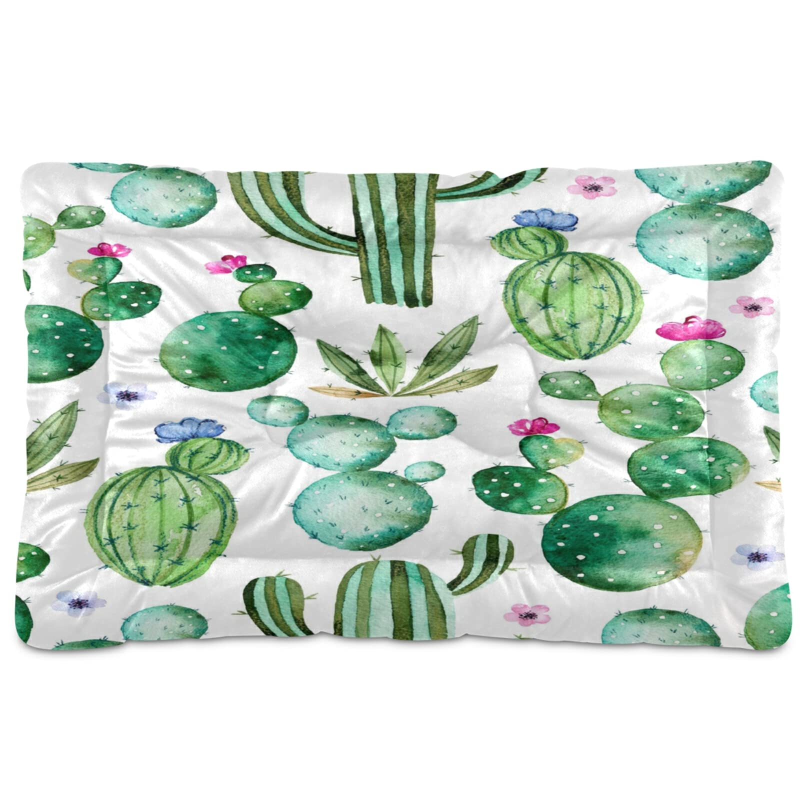 Xigua Flower Cactus Dog Bed & Cat Bed - Ultra Soft Rectangle Pet Bed for Small & Medium Dogs (24x18 Inches) - Comfortable Calming Bed for Puppies, Kittens - Perfect for Living Room, Bedroom & Pet Travel