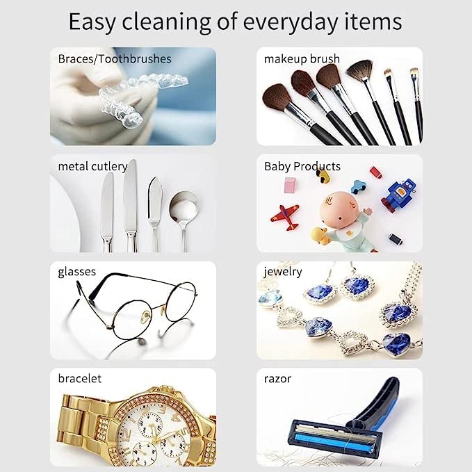 Kresal Ultrasonic Jewelry Cleaner Machine - 45Khz Low Noise Jewelry & Eyewear Cleaning Device for Rings, Watches, Coins, Retainers & Glasses | Portable Jewelry Cleaner for Home & Travel Use