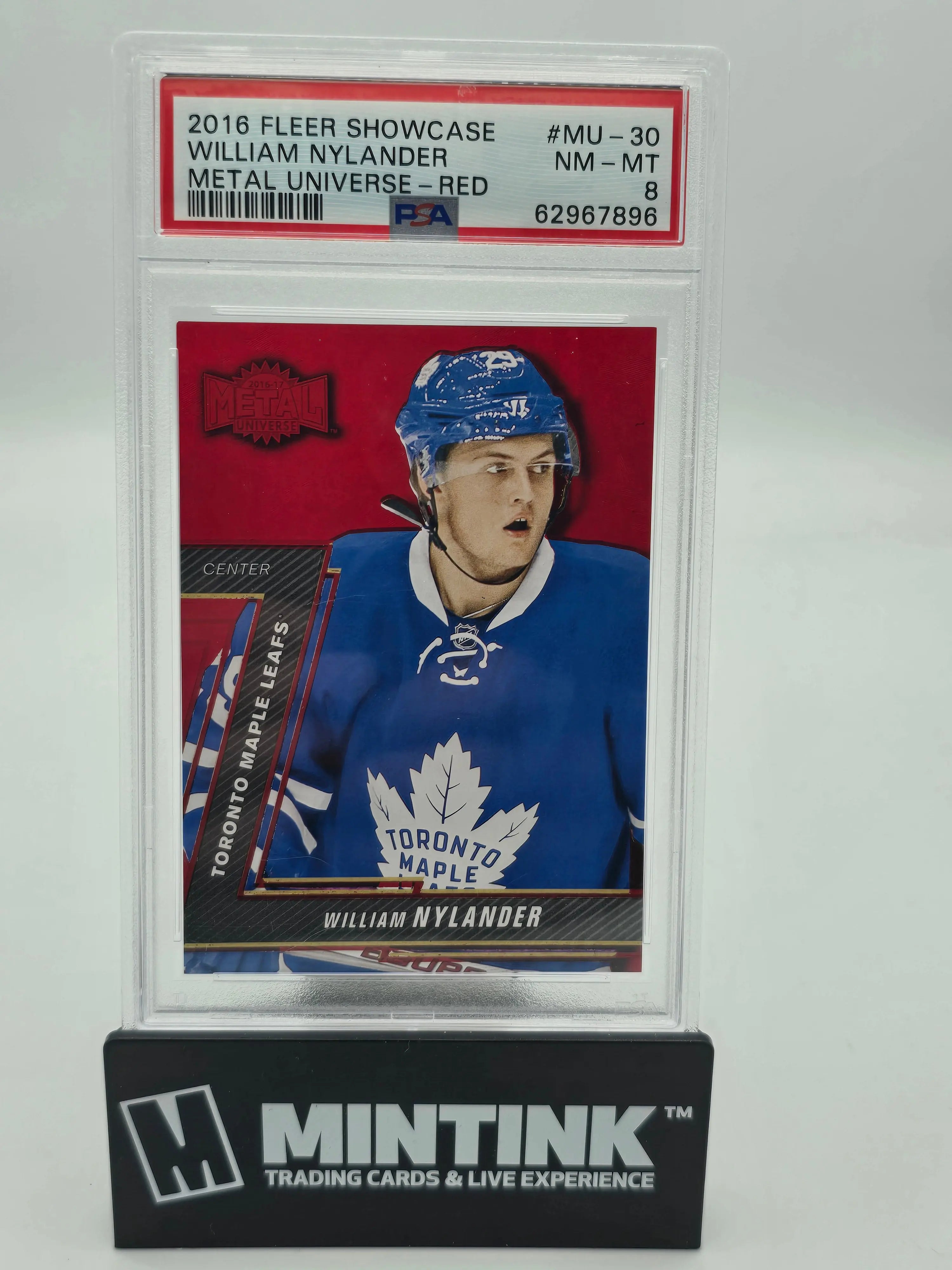 2016 Fleer Showcase Metal Universe William Nylander Rookie Card Red PMG PSA 8 /150 - Rare Hockey Collectible for Sports Memorabilia Enthusiasts & NHL Fans