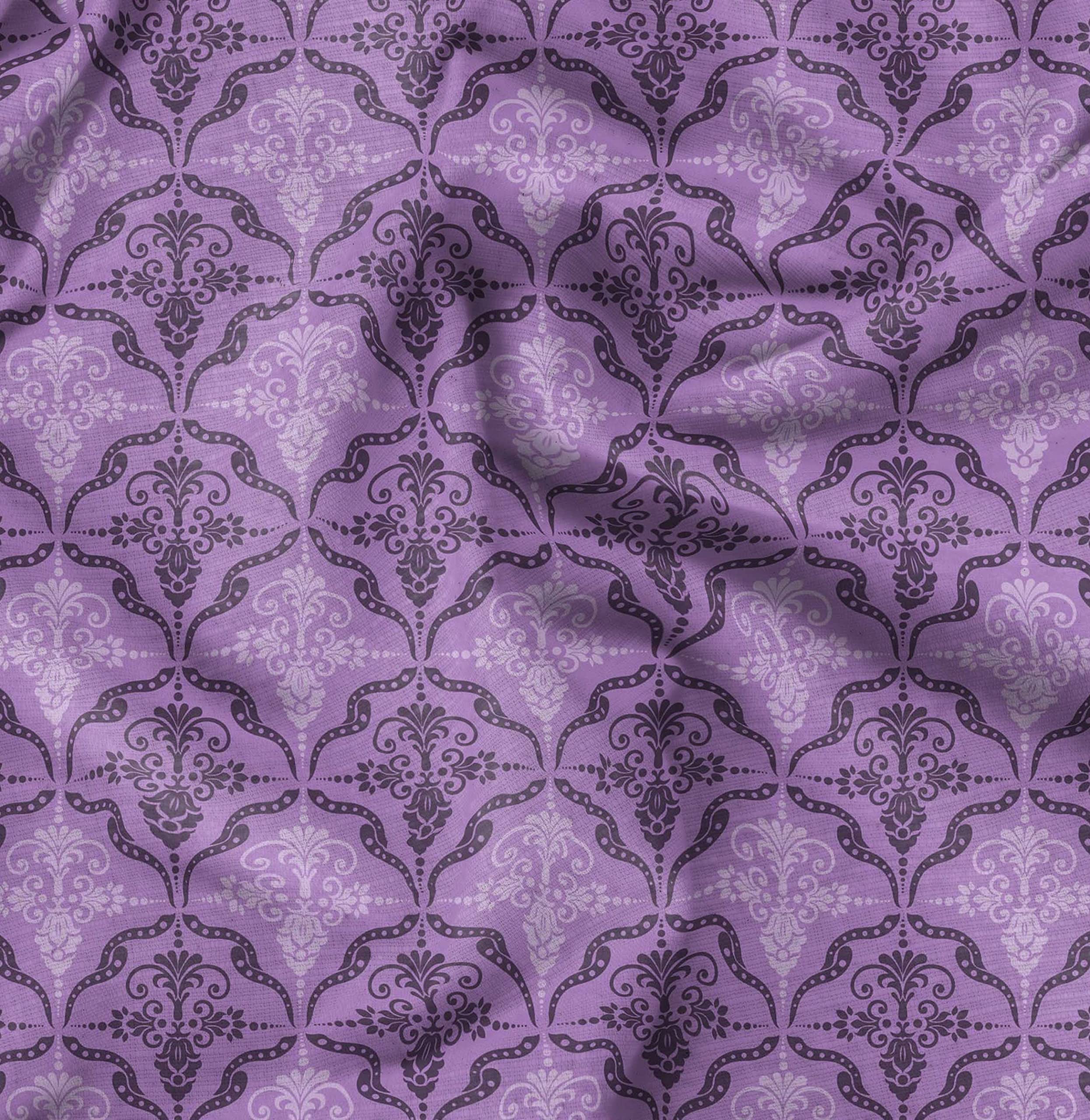 Soimoi Moss Georgette Brown Fabric by The Yard - 42 Inch Wide Filigree Damask Print Material for Dresses, Curtains & Home Decor - Elegant Printed Fabric for Sewing, DIY & Craft Projects