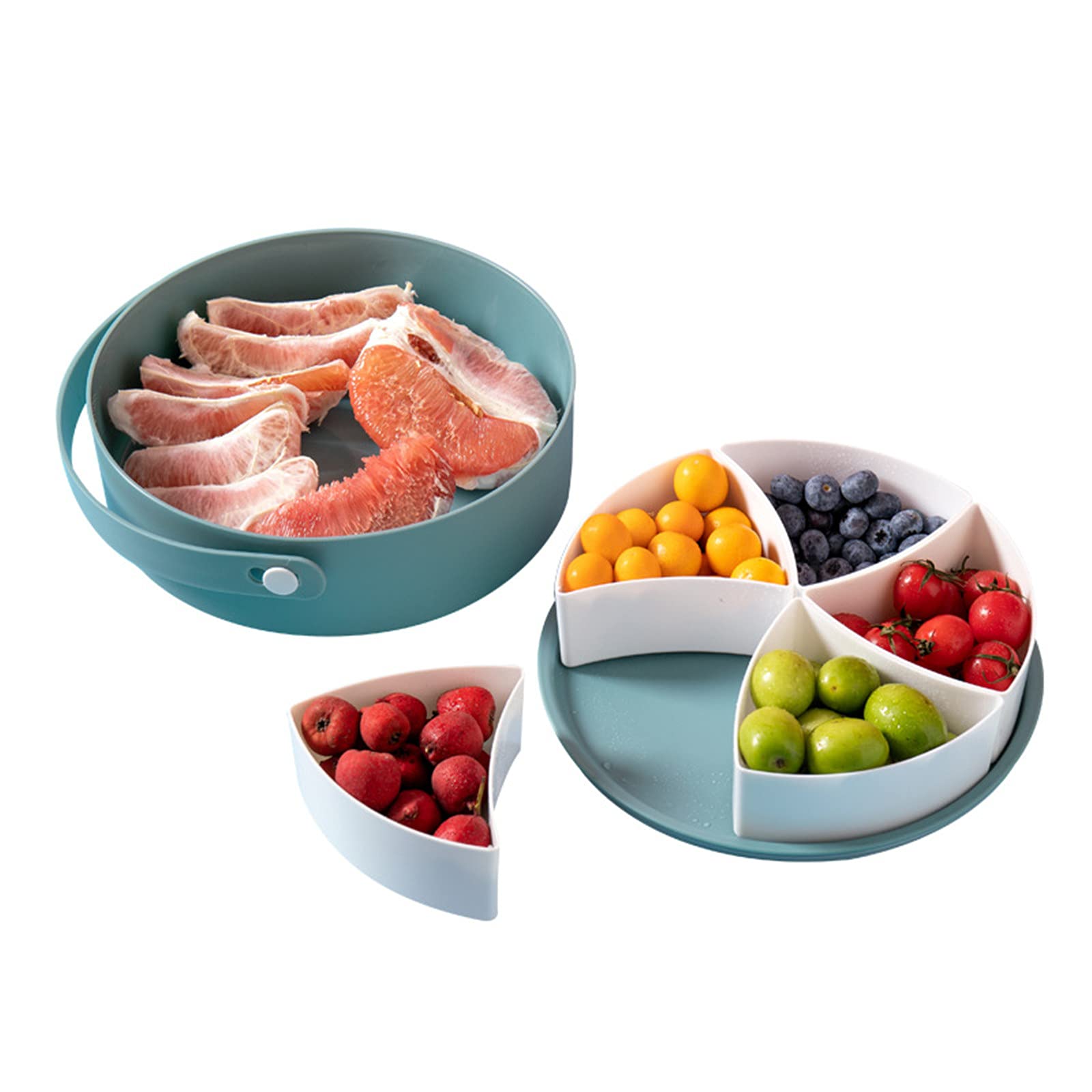 Portable Plastic Fruit Trays with Lids - Snack Storage for Dried Fruits & Candy (Blue) - Perfect for Picnics & Travel