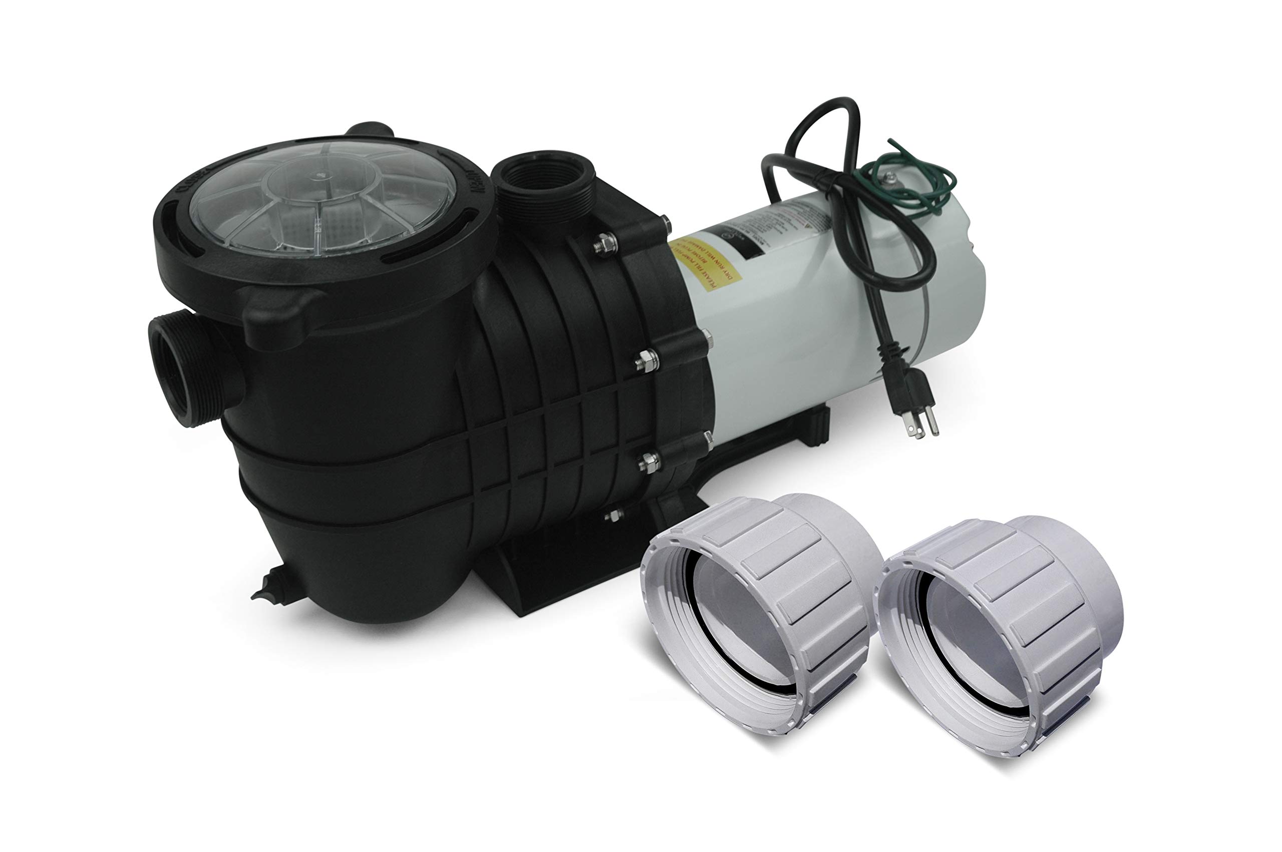 White Label In-Ground Pool Pump - 1.0 HP, 110-120V/220-240V Wall Plug, Energy Efficient Swimming Pool Water Circulation System - Perfect for Backyard Pools, Spa Maintenance and Water Filtration
