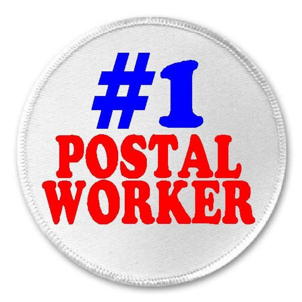 #1 Best Postal Worker Patch - 3 Inch Iron On & Sew On Embroidered Circle Badge for Uniforms, Hats, Bags - Perfect for USPS Employees, Mail Carriers & Delivery Service Gifts
