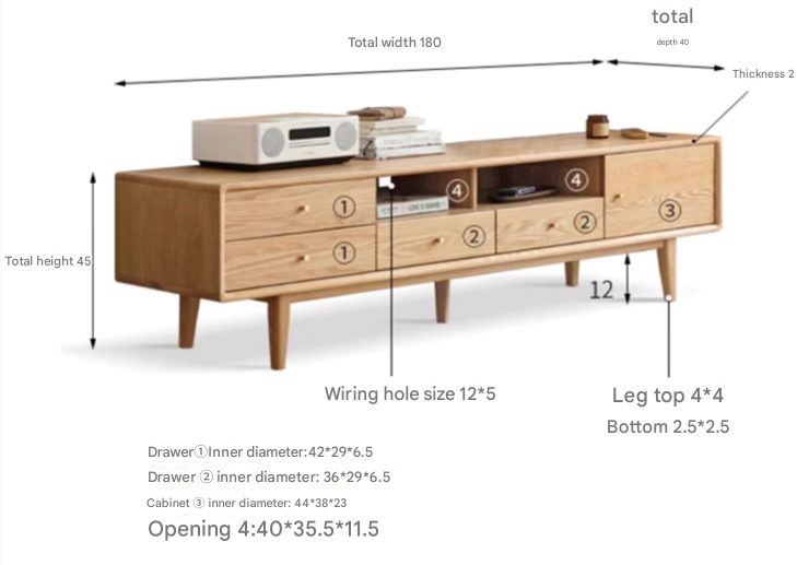 Solid Oak Wood Scandinavian TV Stand with Storage - Modern Living Room Entertainment Center for TV, Gaming & Media Storage