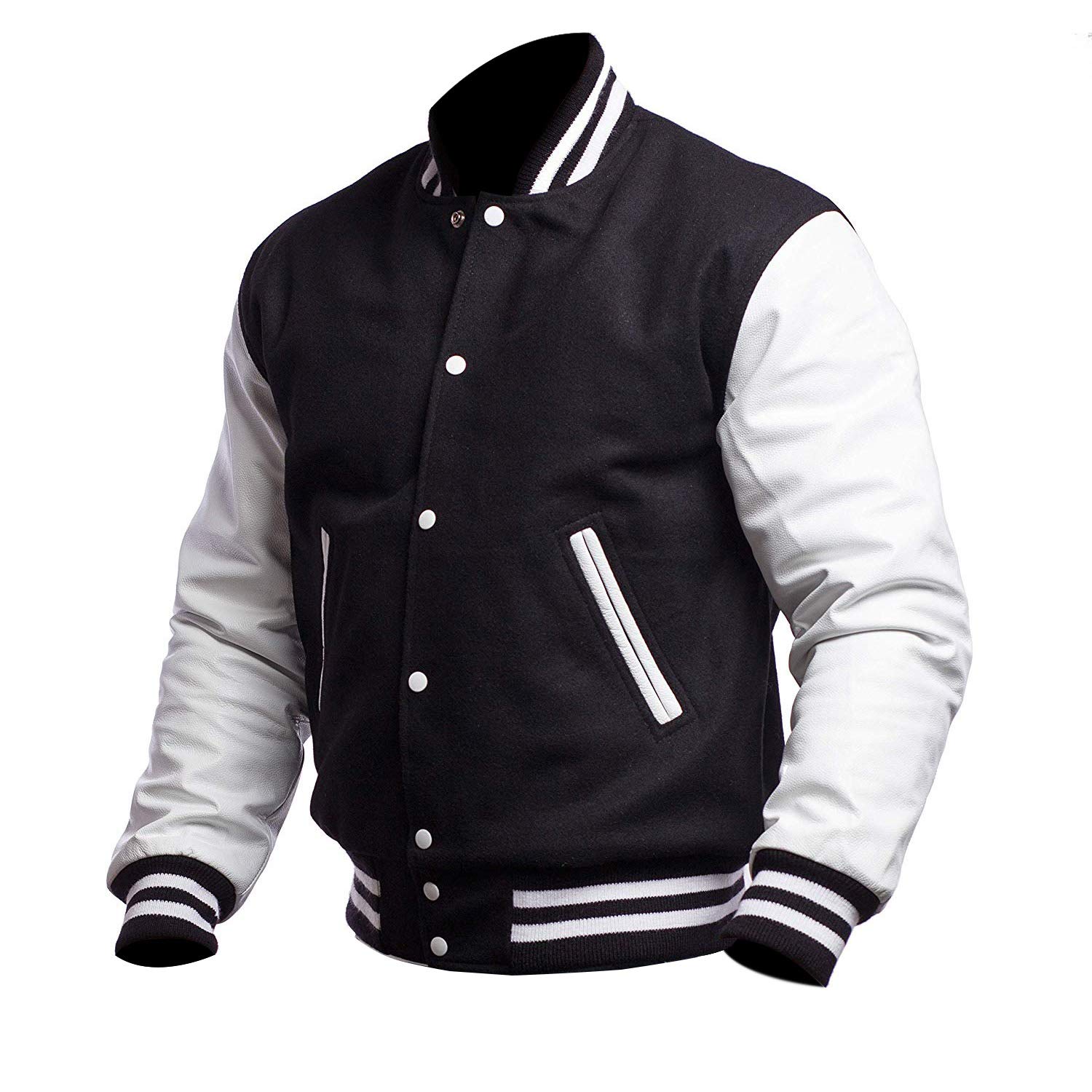 LP-FACON Men's Varsity Jacket - Classic Baseball Bomber Letterman Jacket for College & High School | Black Retro Style Jacket for Casual Wear, Sports Events & Campus Fashion