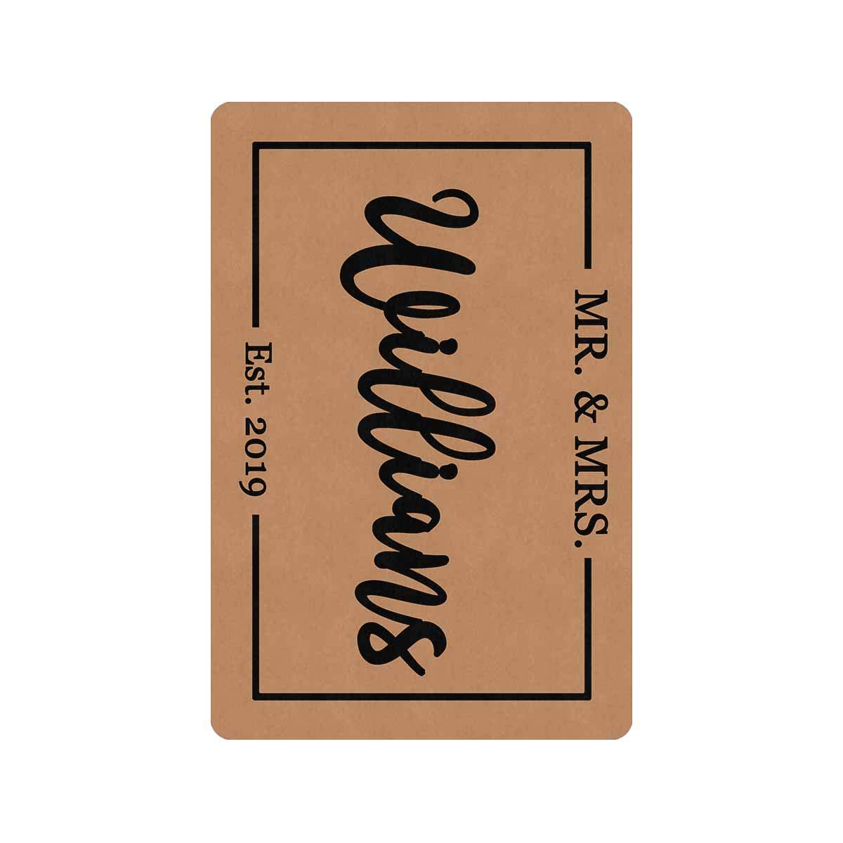 Custom Personalized Doormat with Text - MyPupSocks MR & MRS Name & Year - Non-Slip Welcome Mat for Front Door, Wedding Gift, Housewarming Present (Perfect for Entryway Decor & Holiday Greetings)