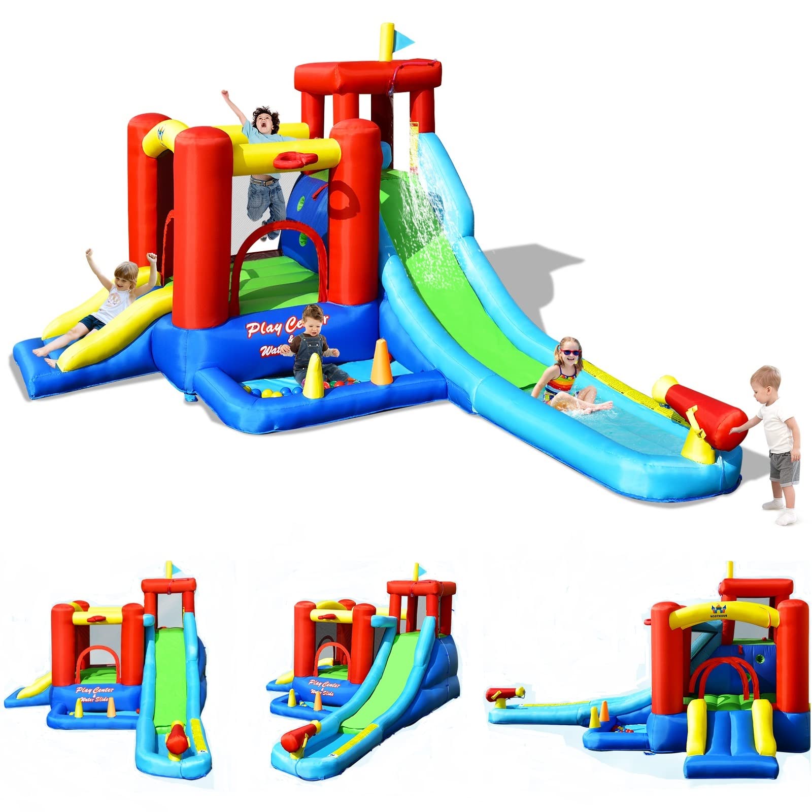 **BOUNTECH Inflatable Water Slide for Kids - Extra Long Slide with Ball Pit & Compact Pool, Backyard Bounce House for Outdoor Fun - Perfect for Toddler, Boys & Girls Birthday Parties, Summer Water Play**    *(Ideal for backyard parties, summer gatherings, and outdoor family fun!)*