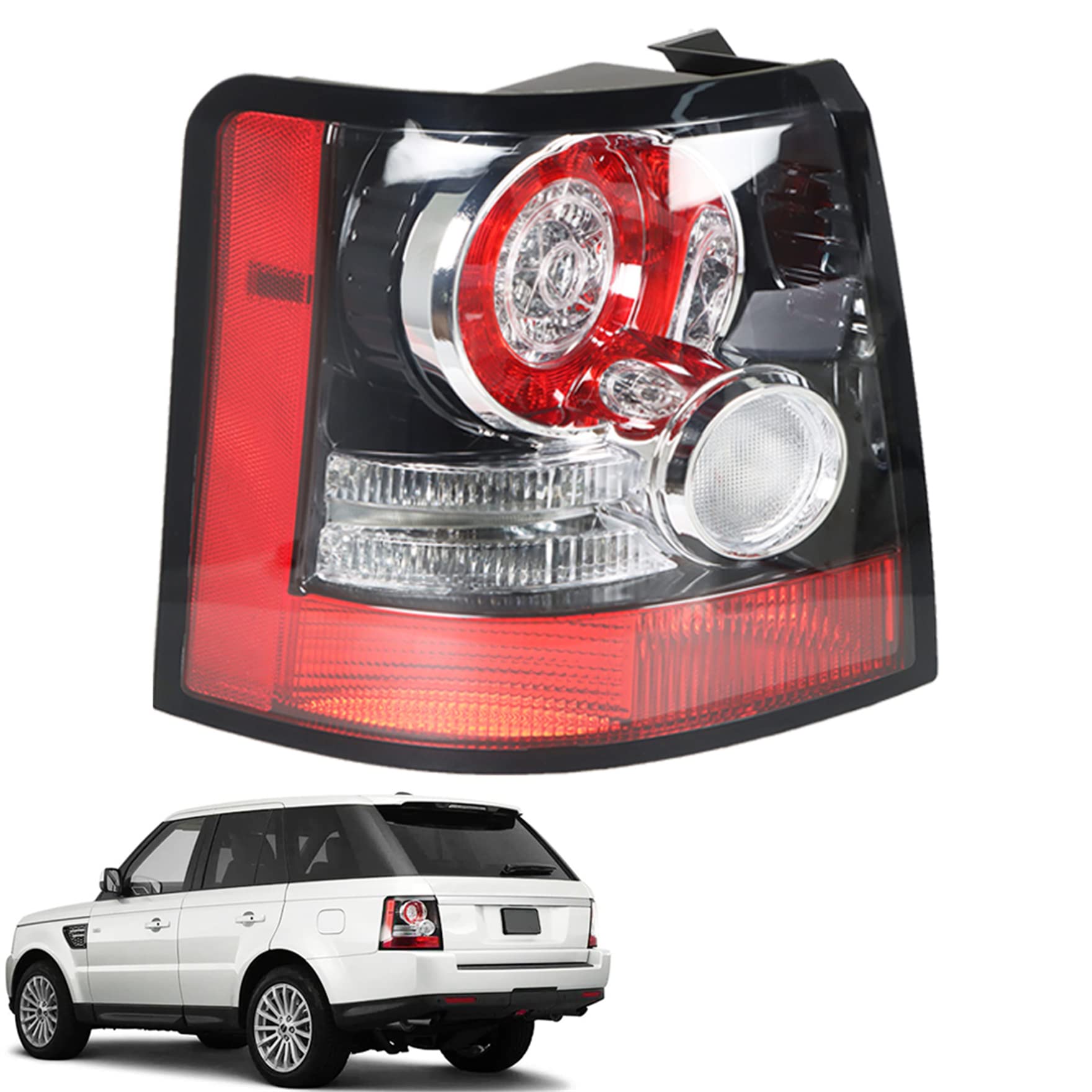 **2005-2012 Land Rover Range Rover Sport Clear Lens Tail Light - Left Driver Side Brake Lamp Replacement (LR043994, LR043996) - Durable & Waterproof for Off-Road & Daily Driving**