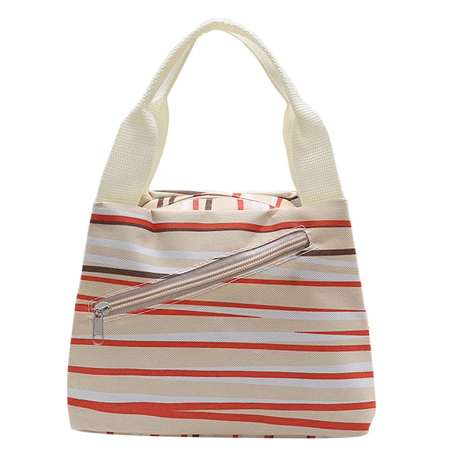 Qwent Insulated Messenger Bag for Lunch & Groceries - Stylish Printed Stripes & Stitching Design - Perfect for Work, School, Picnics & Halloween Parties