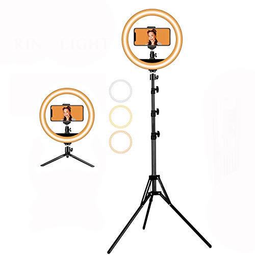 ZXCVASDF 10-inch Selfie Ring Light with Tripod Stand & Phone Holder - Dimmable LED Ring Light with 3 Color Modes & 10 Brightness Levels - Perfect for Live Streaming, Makeup Tutorials, YouTube Videos, TikTok Content Creation and Photography