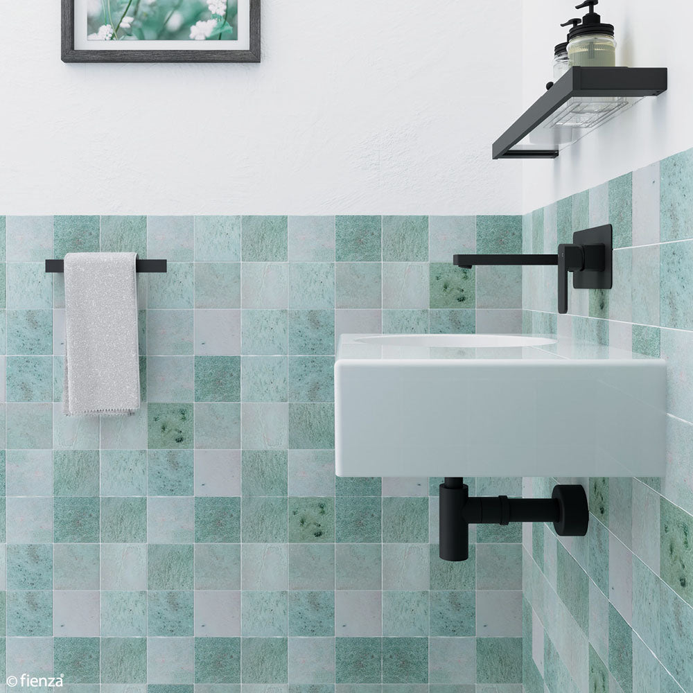 Fienza RB039L Reba Left Bowl Wall-Mounted Bathroom Sink - No Tap Hole - Modern Vessel Basin for Powder Room, Guest Bath & Small Space Installation