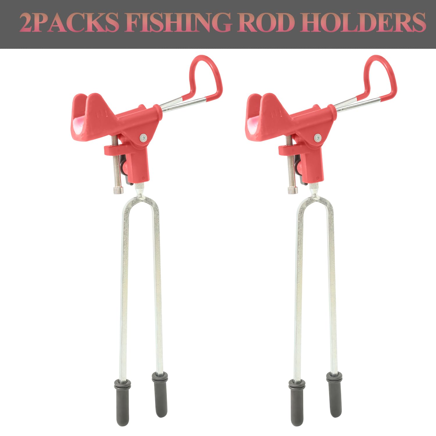 2 Pack Adjustable Fishing Rod Holders - 360° Swivel Mount for Bank & Shore Fishing | Perfect Fishing Accessories Gift for Men | Great for Freshwater, Saltwater & Ice Fishing