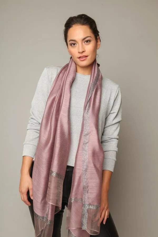 Elegant Shimmer Border Scarf - Soft Glitter Trim Shawl for Women, Perfect for Parties, Weddings & Evening Events