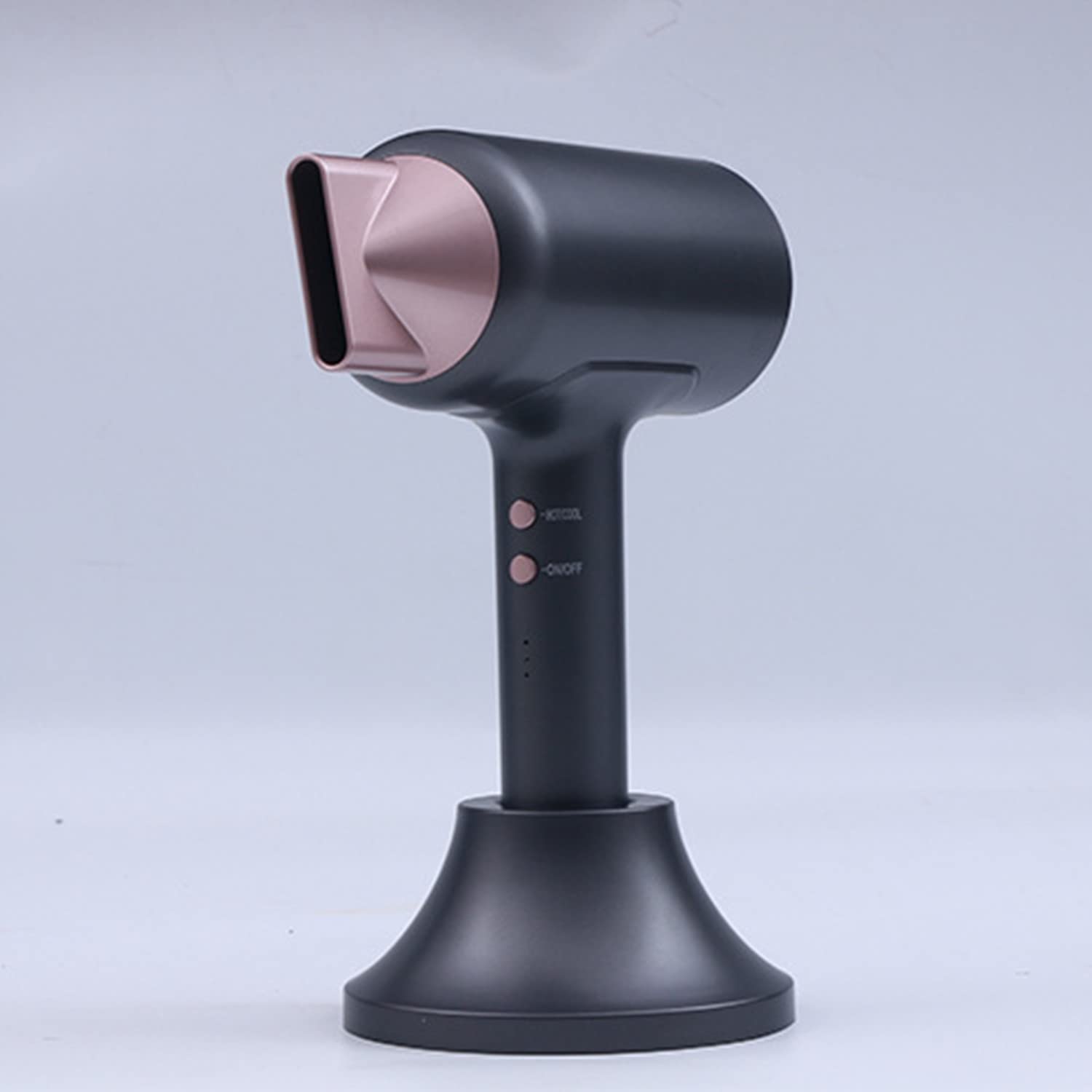 Cordless Hair Dryer with Charging Base & Air Nozzle - Rechargeable Wireless Blow Dryer for Travel, Hot & Cold Air Settings - Perfect for Home, Salon, School, Pet Grooming, and Oil Painting Drying Tools (Gray)