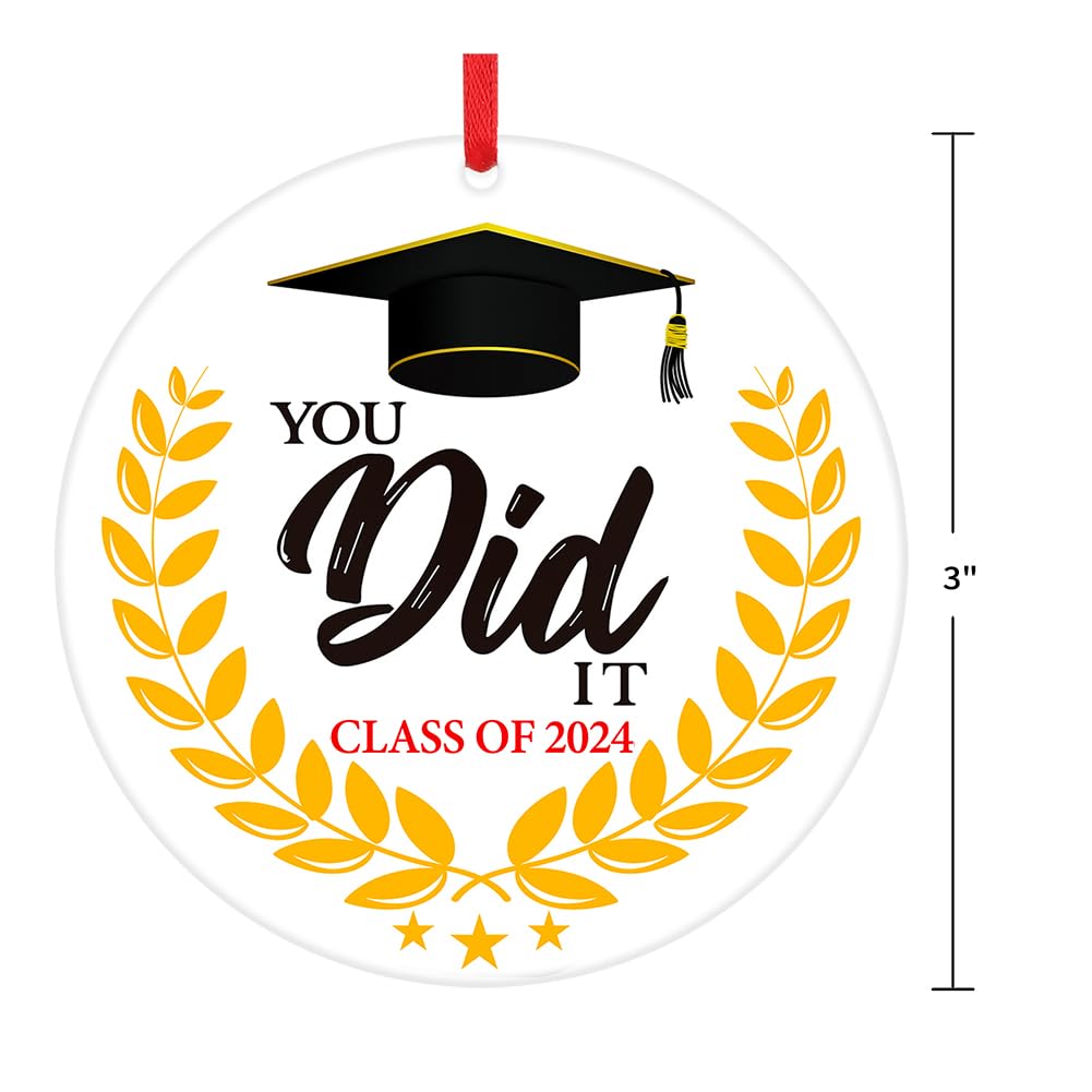 PETCEE 2024 Graduation Ornaments - 'You Did It' Keepsake for High School & College Graduates - Perfect Christmas Tree Decor & Gift for Him, Her, Daughter or Son - Celebrate Achievements & Special Moments