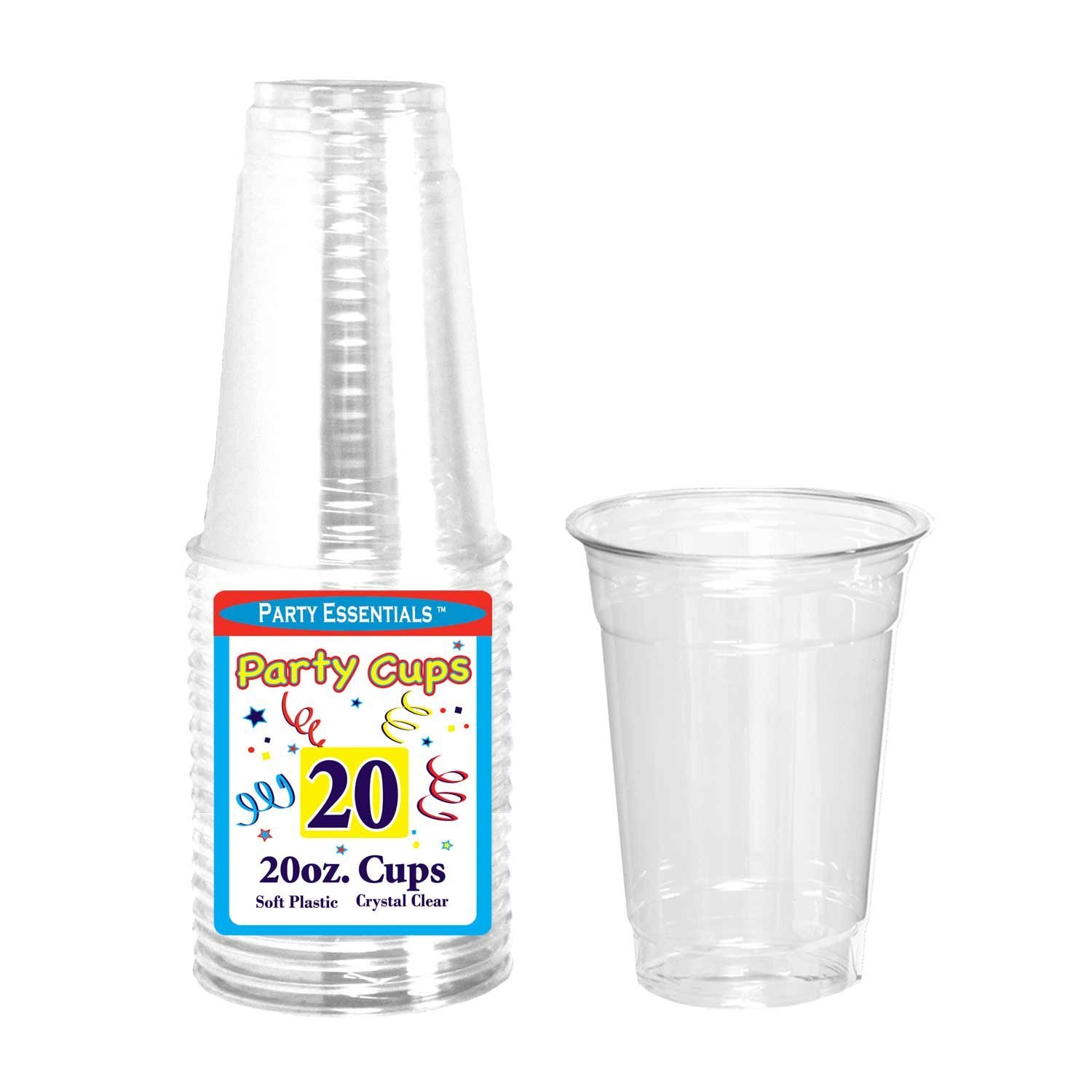 500-Pack 20oz Clear Plastic Party Cups - Disposable Soft Drink Cups for Parties, Events & Gatherings - Bulk Case of 500 Cups