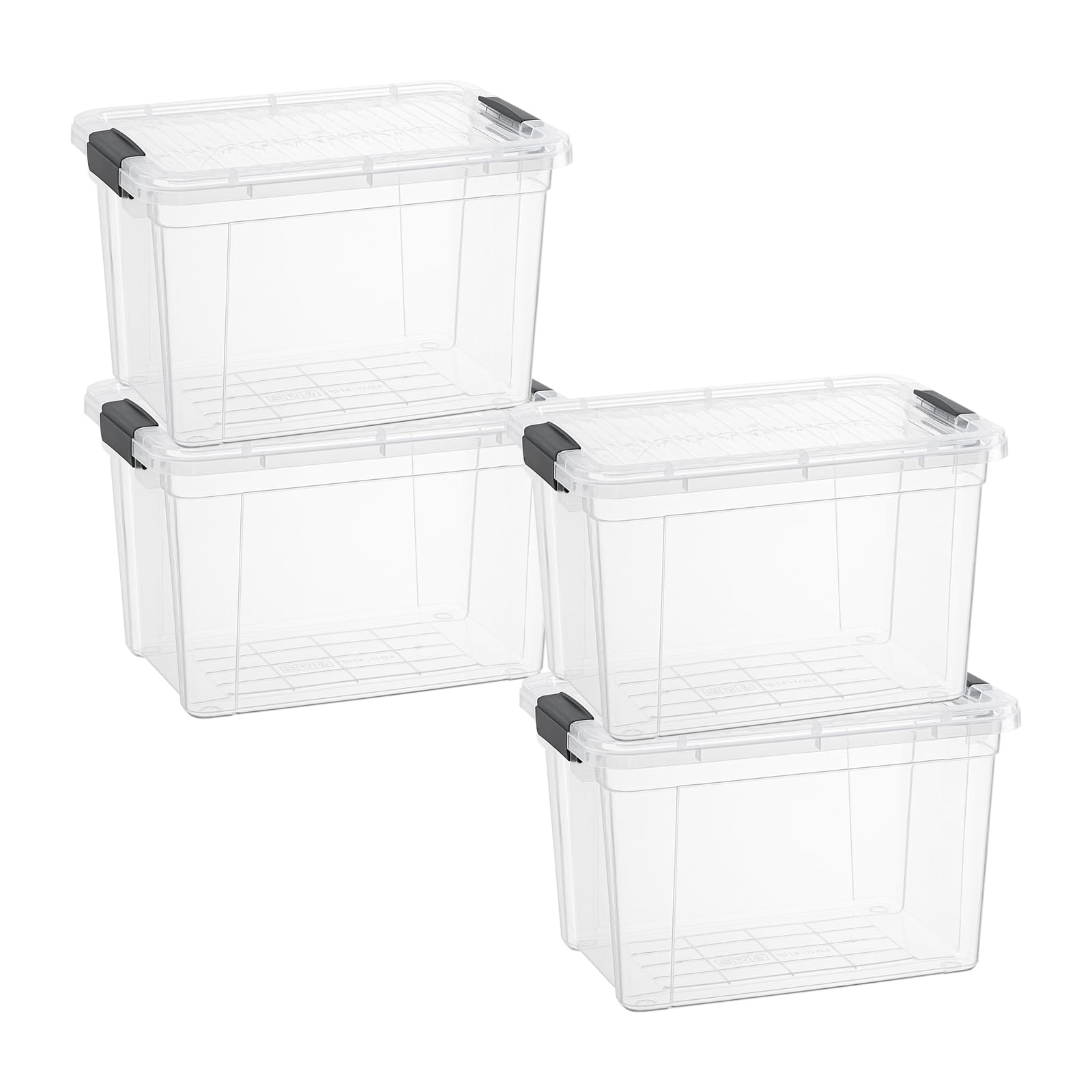 Superio Clear Plastic Storage Bins with Lids - 4 Pack 4.7 Qt BPA Free Stackable Organizing Containers for Home, Kitchen, Dorm & Office - Perfect for Pantry, Closet, Toy and Craft Organization