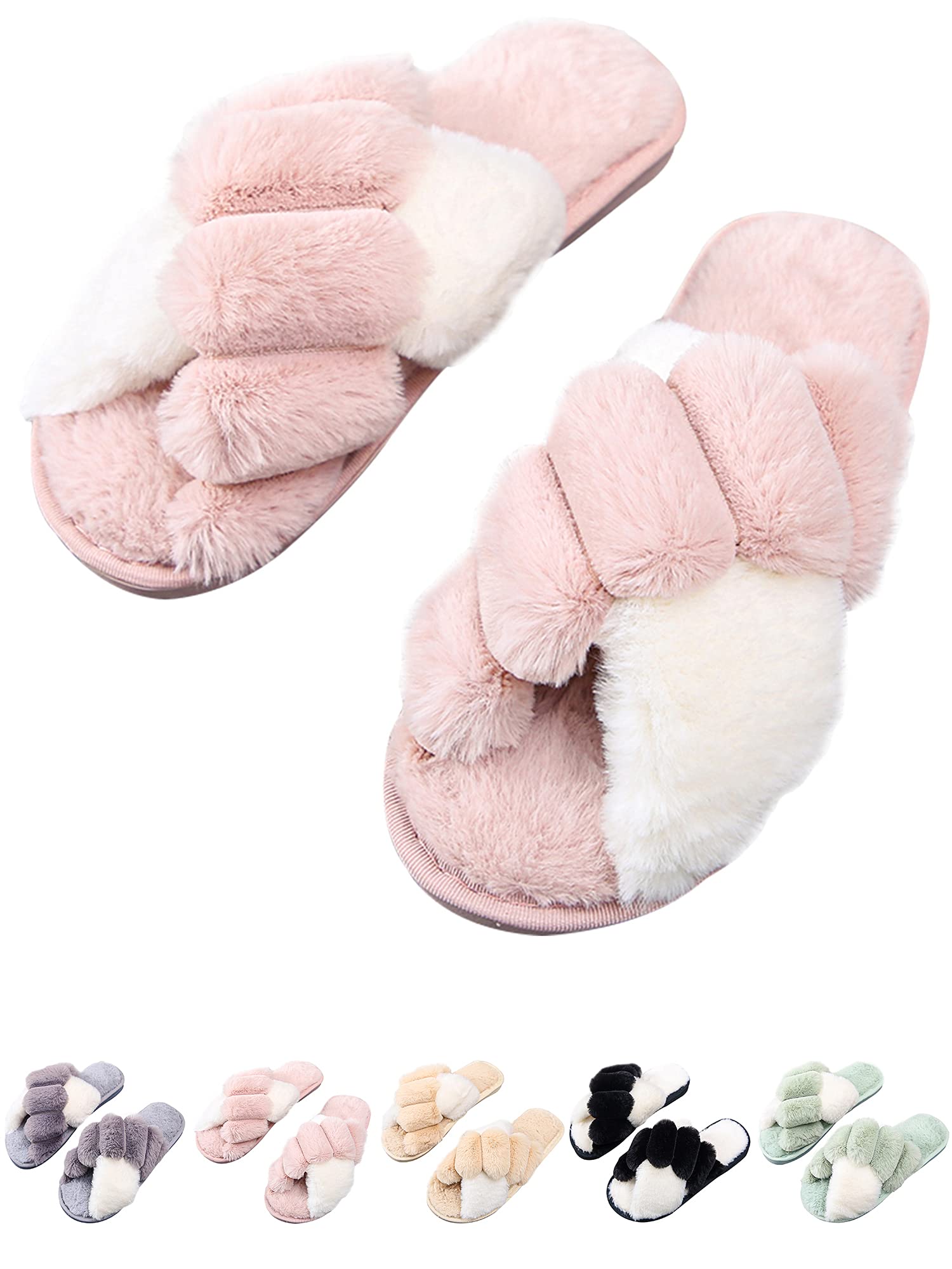Women's Cozy Fuzzy Slippers - Soft Plush Fleece House Shoes for Indoor/Outdoor Wear
