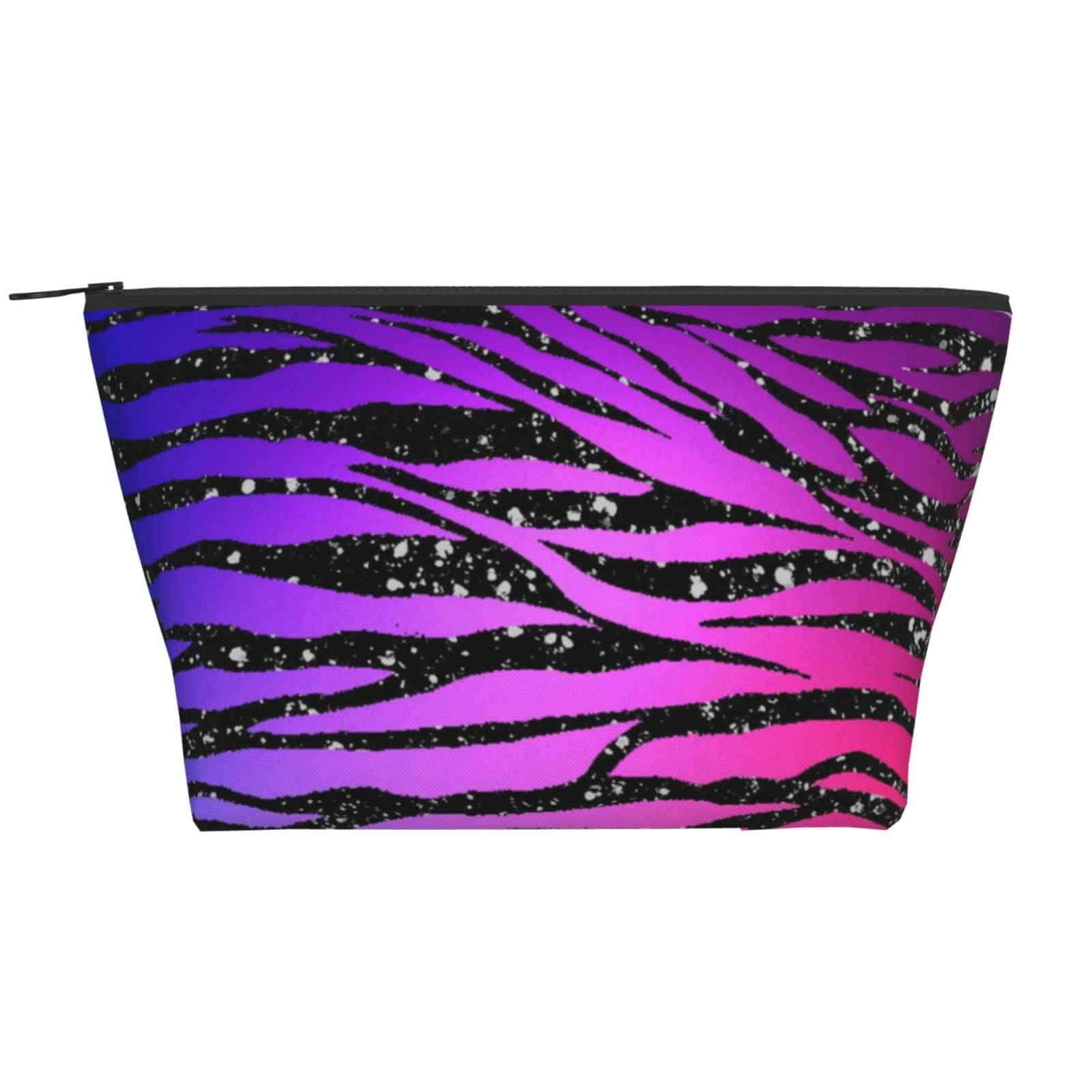 Glitter Zebra Print Women's Waterproof Makeup Bag - Large Capacity Cosmetic Organizer for Travel, Toiletries & Daily Essentials - Perfect for Gym, Vacation & Home Storage