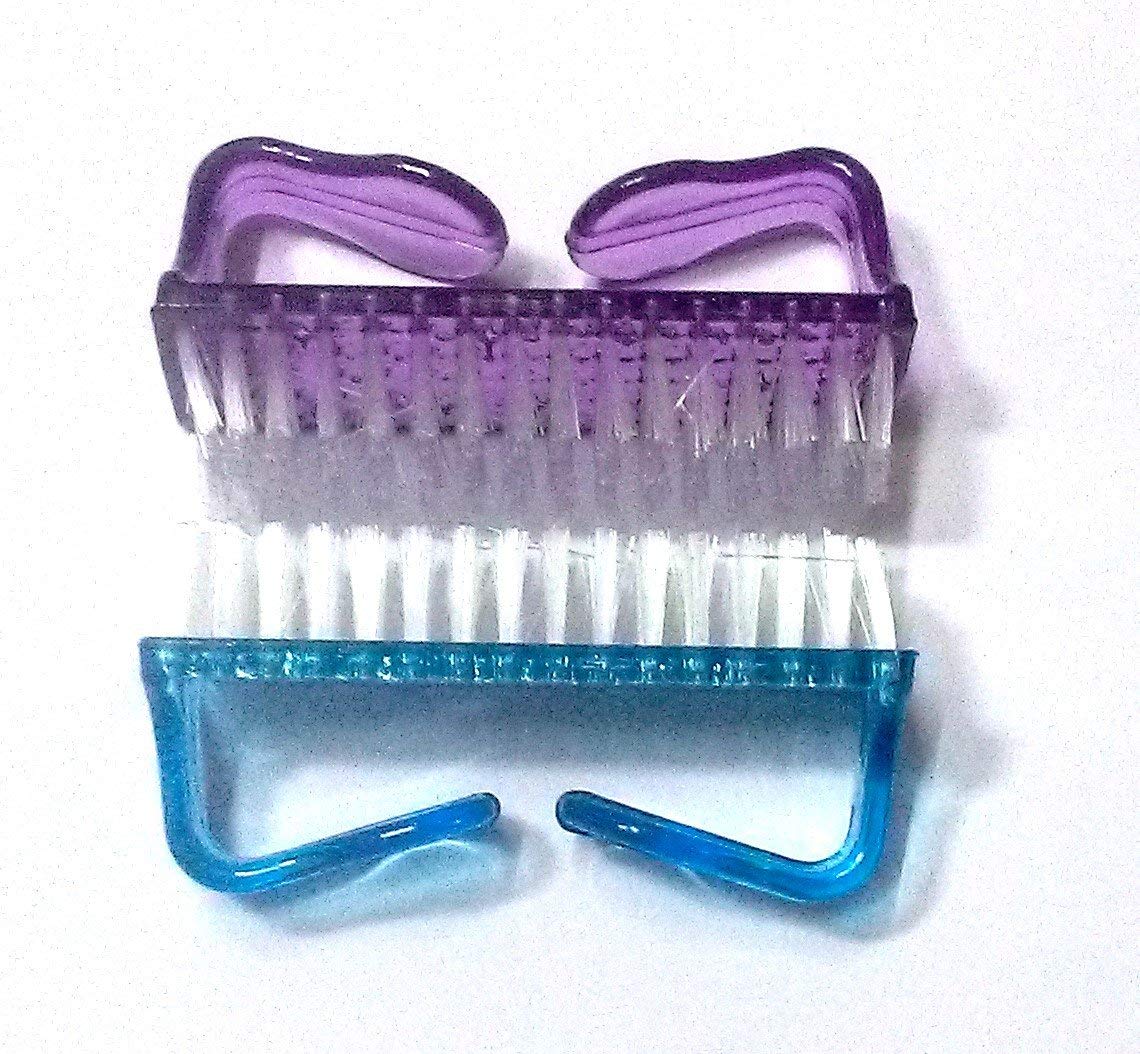 Nawani 2-Piece Handle Grip Brush for Hand, Finger & Toe Nail Cleaning - Manicure & Pedicure Tool (7cm/3.5cm, Multi-Color) - Perfect for Home Salon, Travel & Professional Nail Care